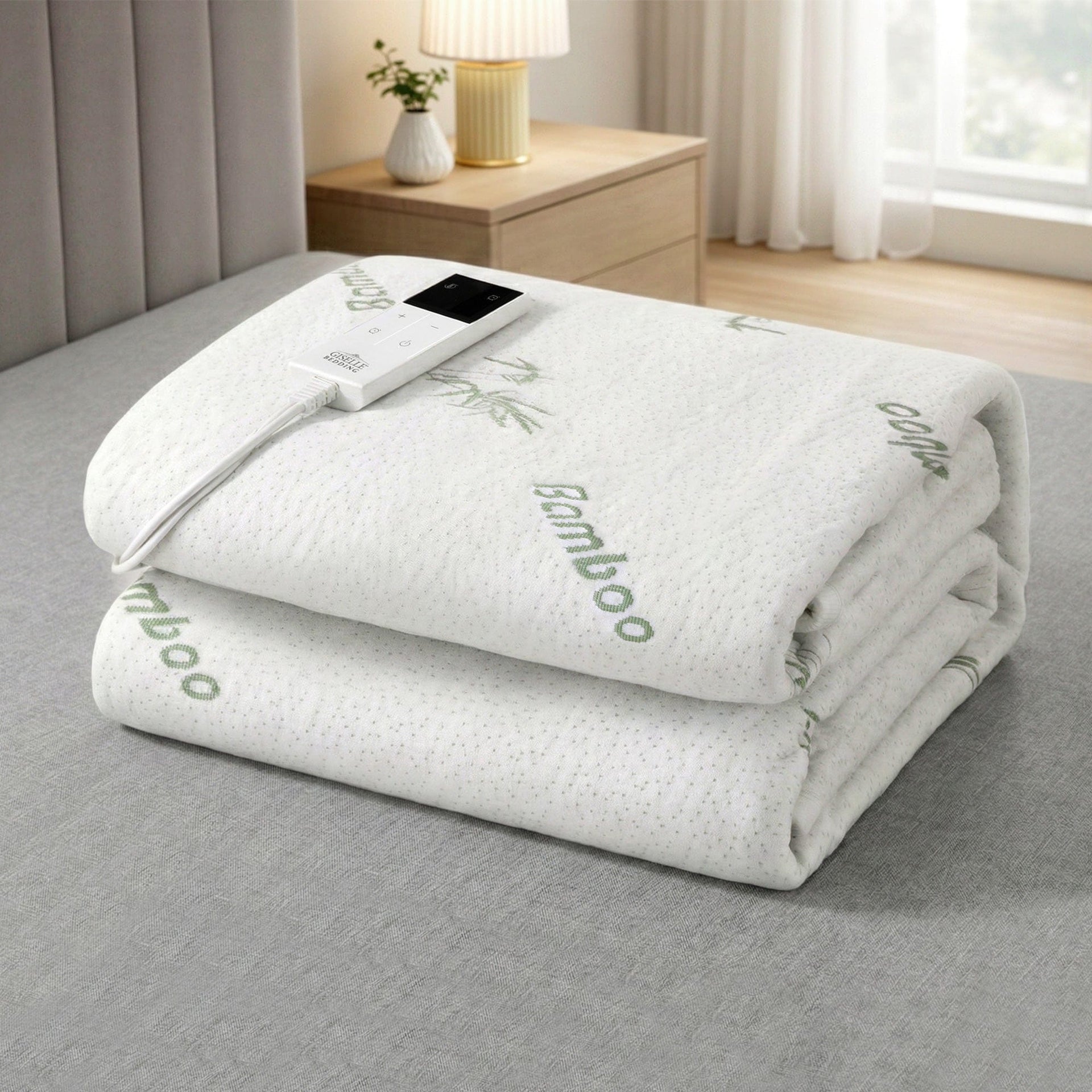 Giselle Electric Blanket Electric Blanket Bamboo Fabric King Single Fitted Heated Pad Underlay Washable Winter