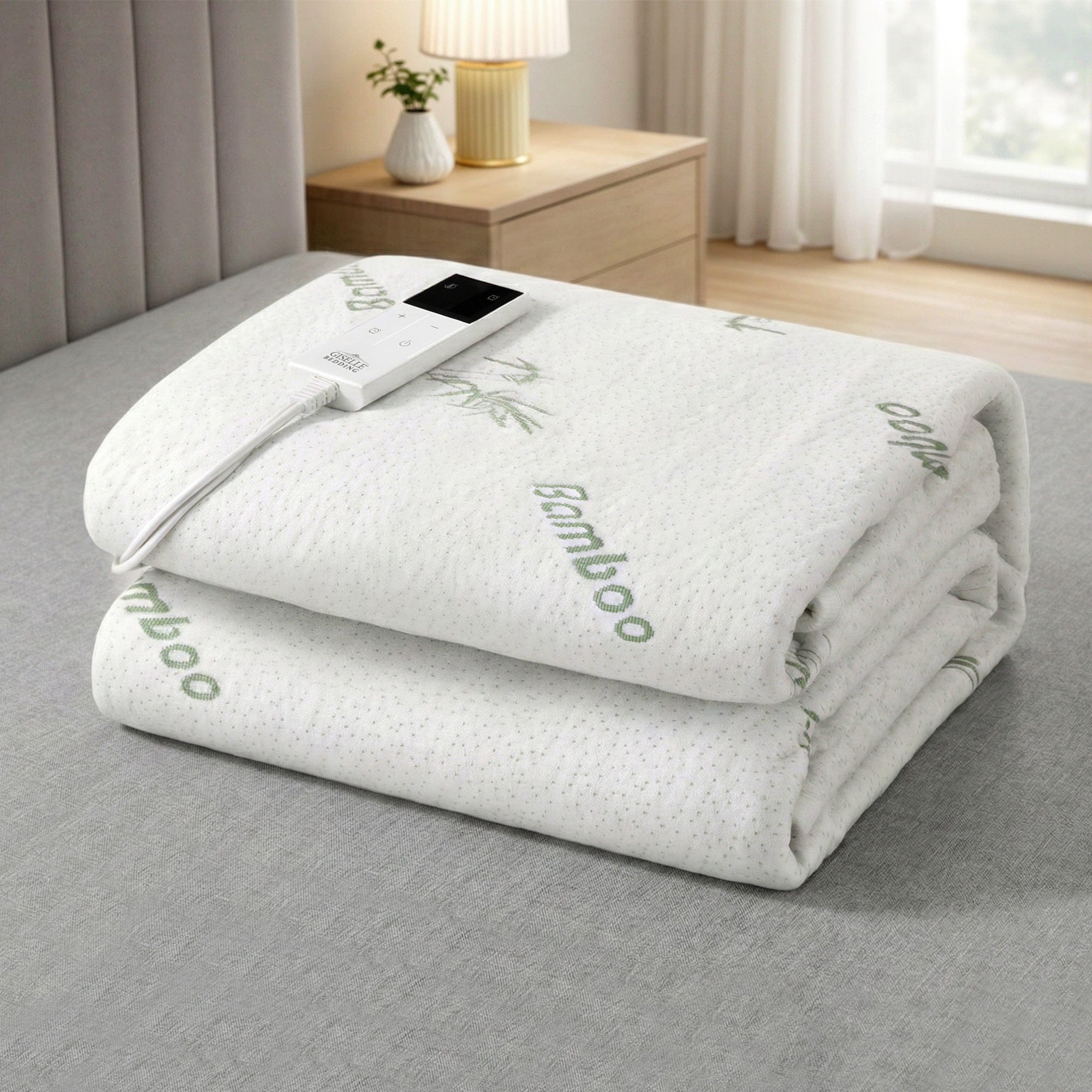 Giselle Electric Blanket Electric Blanket Bamboo Fabric King Single Fitted Heated Pad Underlay Washable Winter