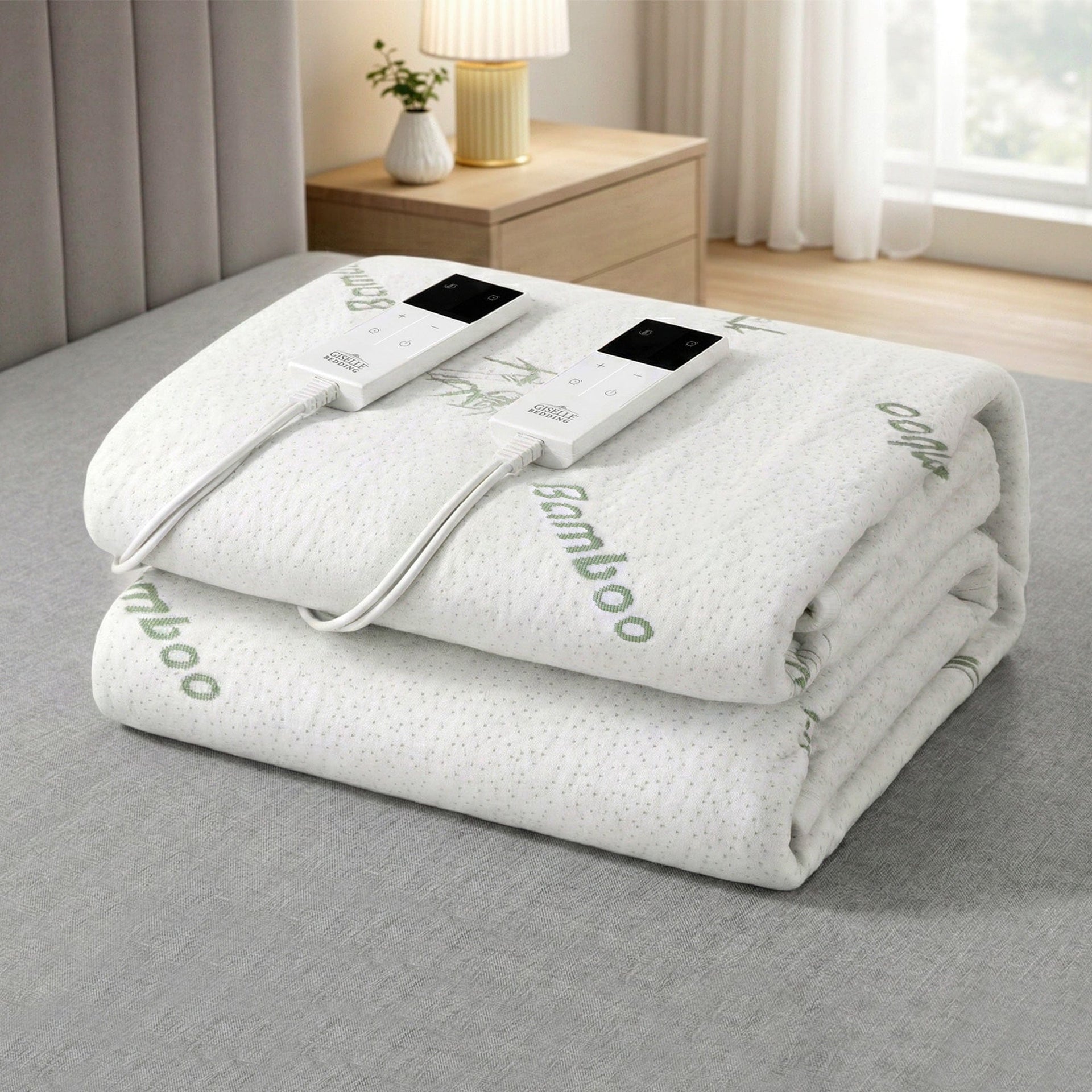 Giselle Electric Blanket Electric Blanket Bamboo Fabric Queen Fitted Heated Pad Underlay Washable Winter