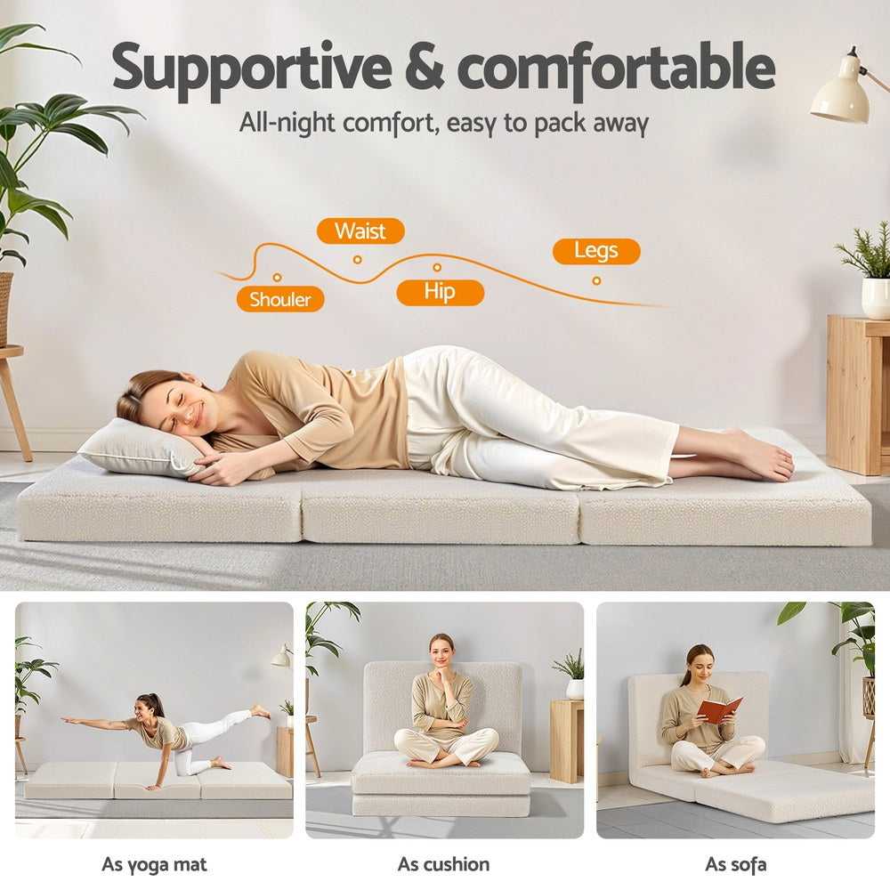 Giselle Portable Mattress Foldable Mattress Fleece Portable 3-fold Folding Foam Mattresses