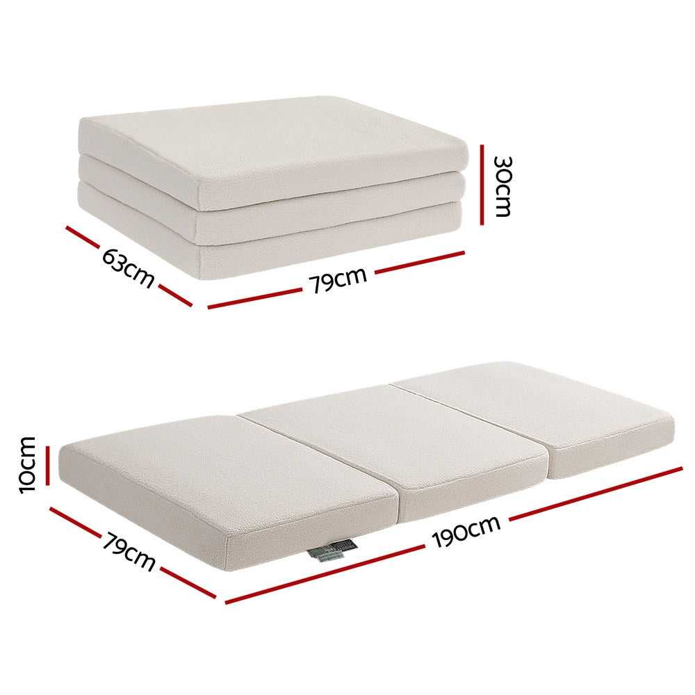 Giselle Portable Mattress Foldable Mattress Fleece Portable 3-fold Folding Foam Mattresses