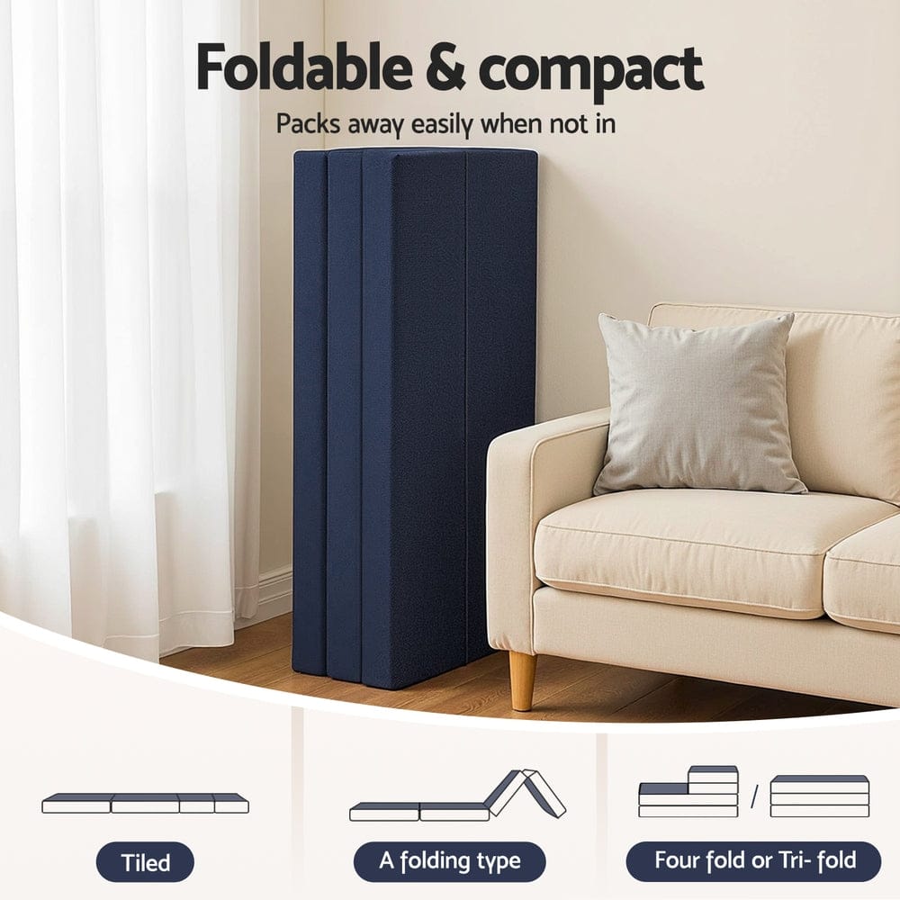 Giselle Portable Mattress Foldable Mattress Folding Foam Mattresses Portable Floor Mat Blue Double