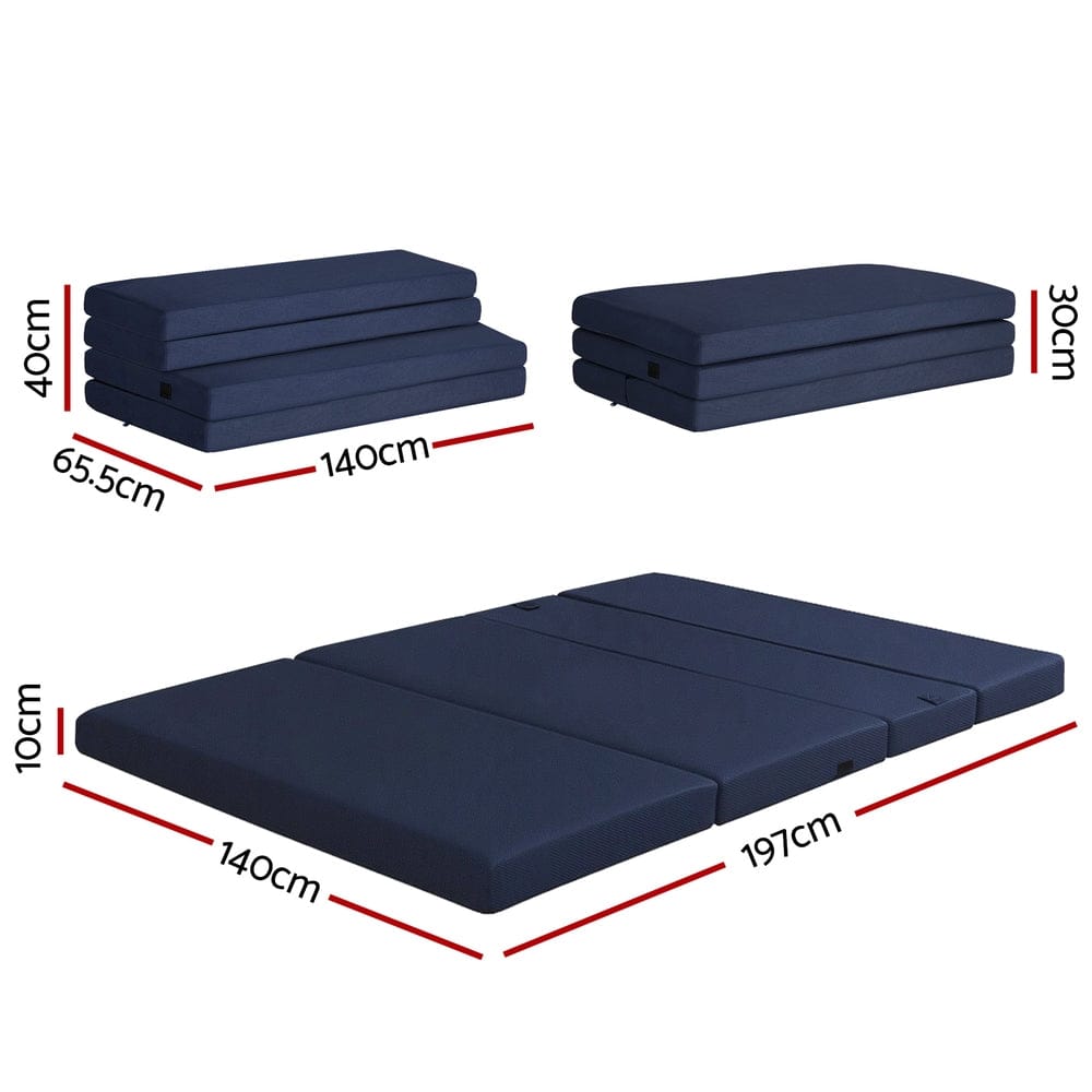 Giselle Portable Mattress Foldable Mattress Folding Foam Mattresses Portable Floor Mat Blue Double