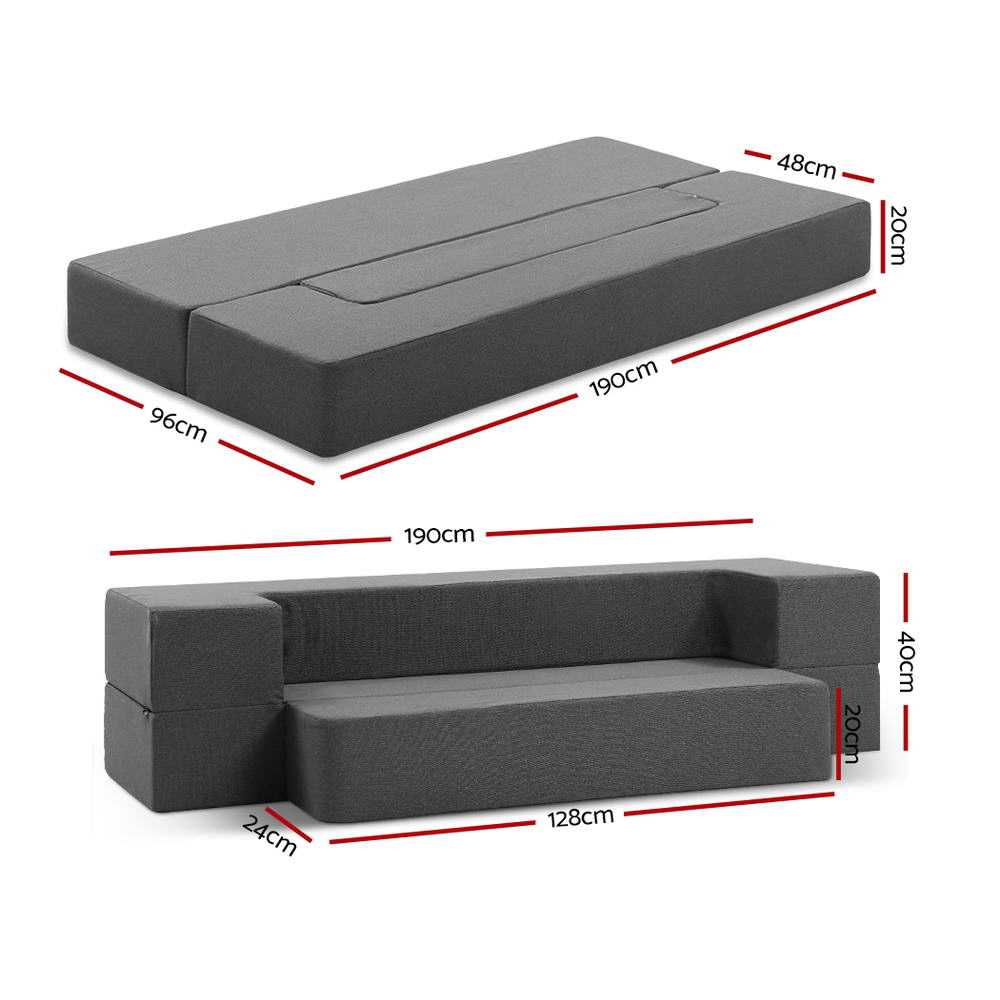 Giselle Portable Mattress Foldable Mattress Folding Foam Sofa Bed Chair Grey
