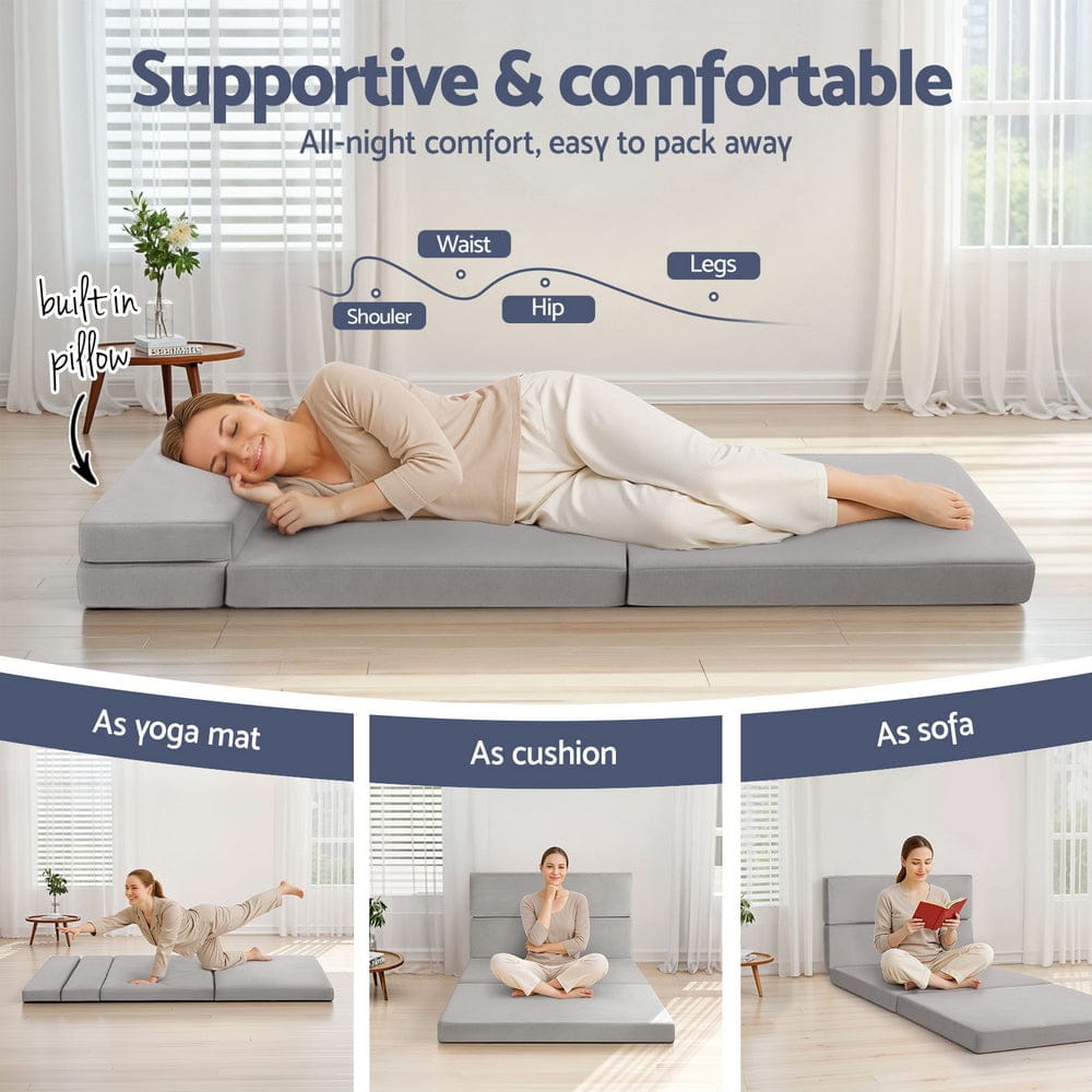 Giselle Portable Mattress Foldable Mattress Folding Sofa Bed 4-fold Sleeping Camping Cushion Mat