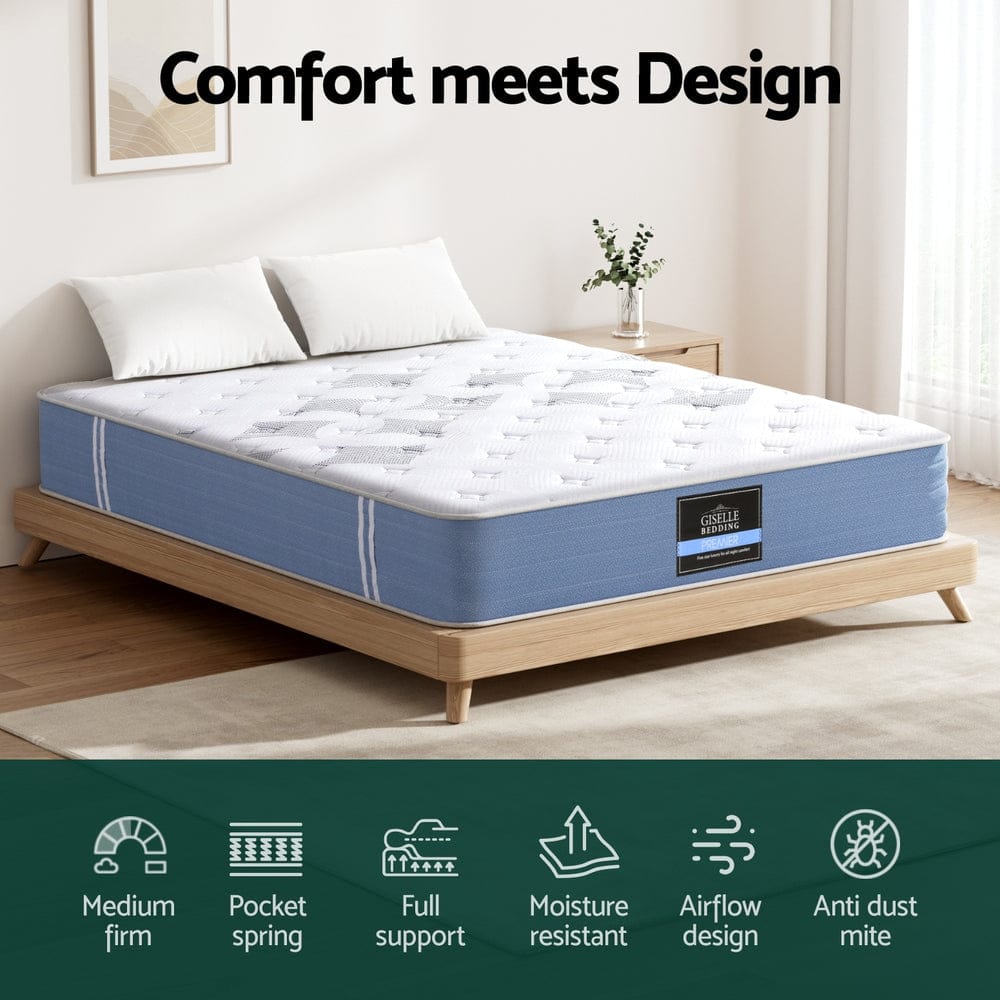Giselle Mattresses Mattress Euro Top Pocket Spring Mattress - 25cm