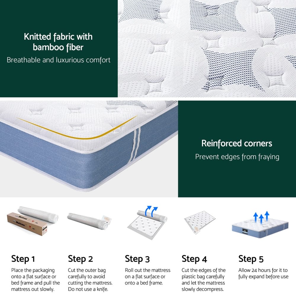 Giselle Mattresses Mattress Euro Top Pocket Spring Mattress - 25cm