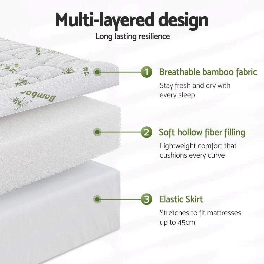 Giselle Mattress Topper Mattress Topper 11cm Pillowtop toppers Bamboo