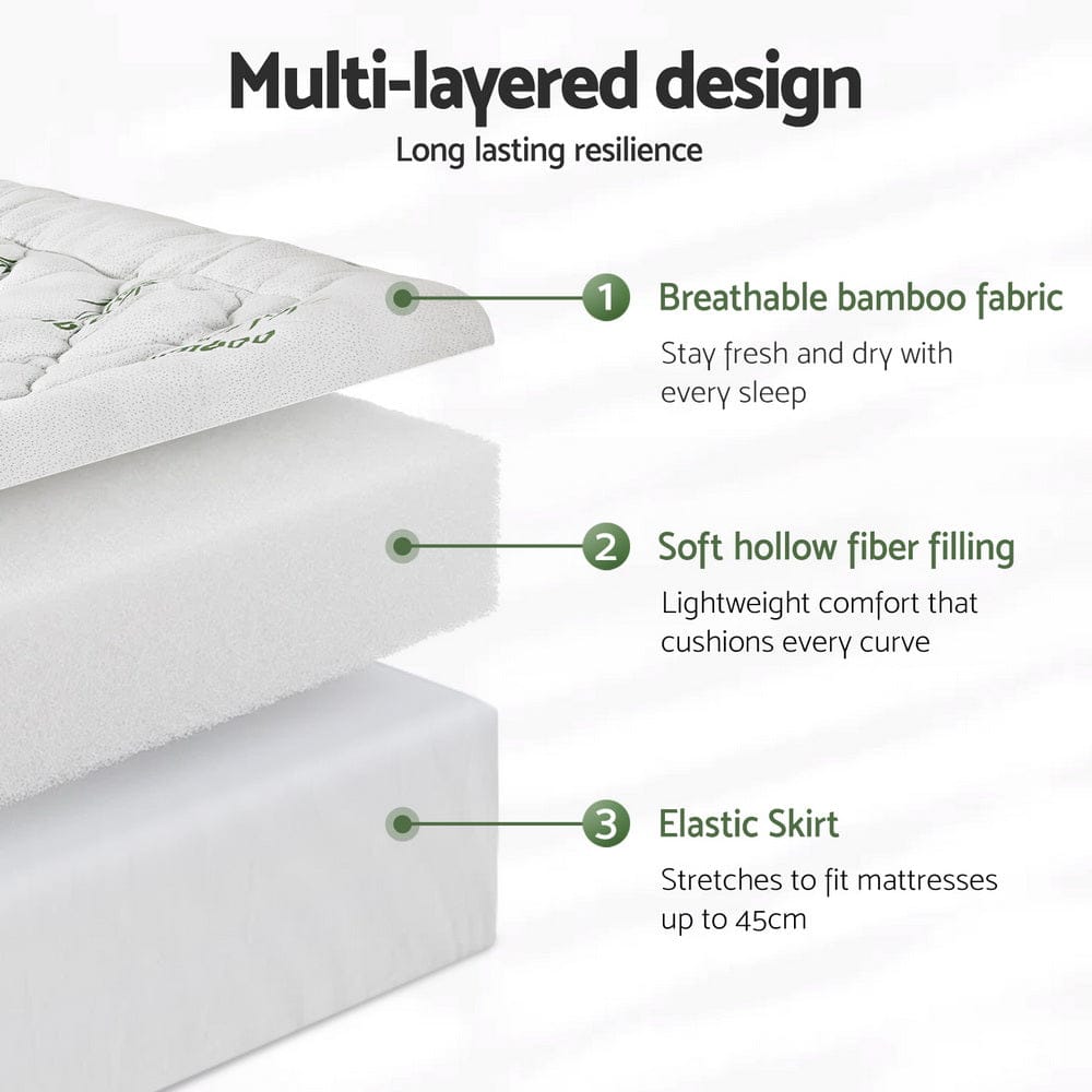 Giselle Mattress Topper Mattress Topper 5cm Pillowtop toppers Bamboo