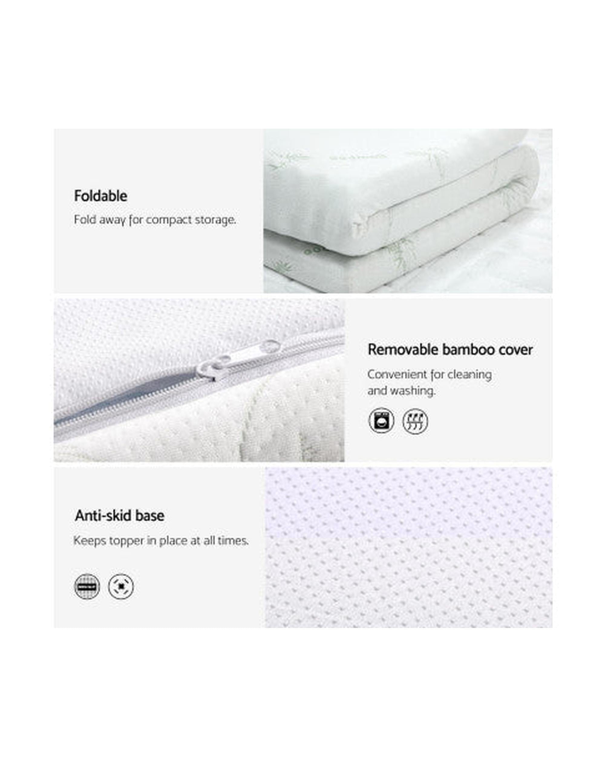 Giselle Mattress Topper Memory Foam Mattress Topper Cool Gel Bed Mat Bamboo 10cm