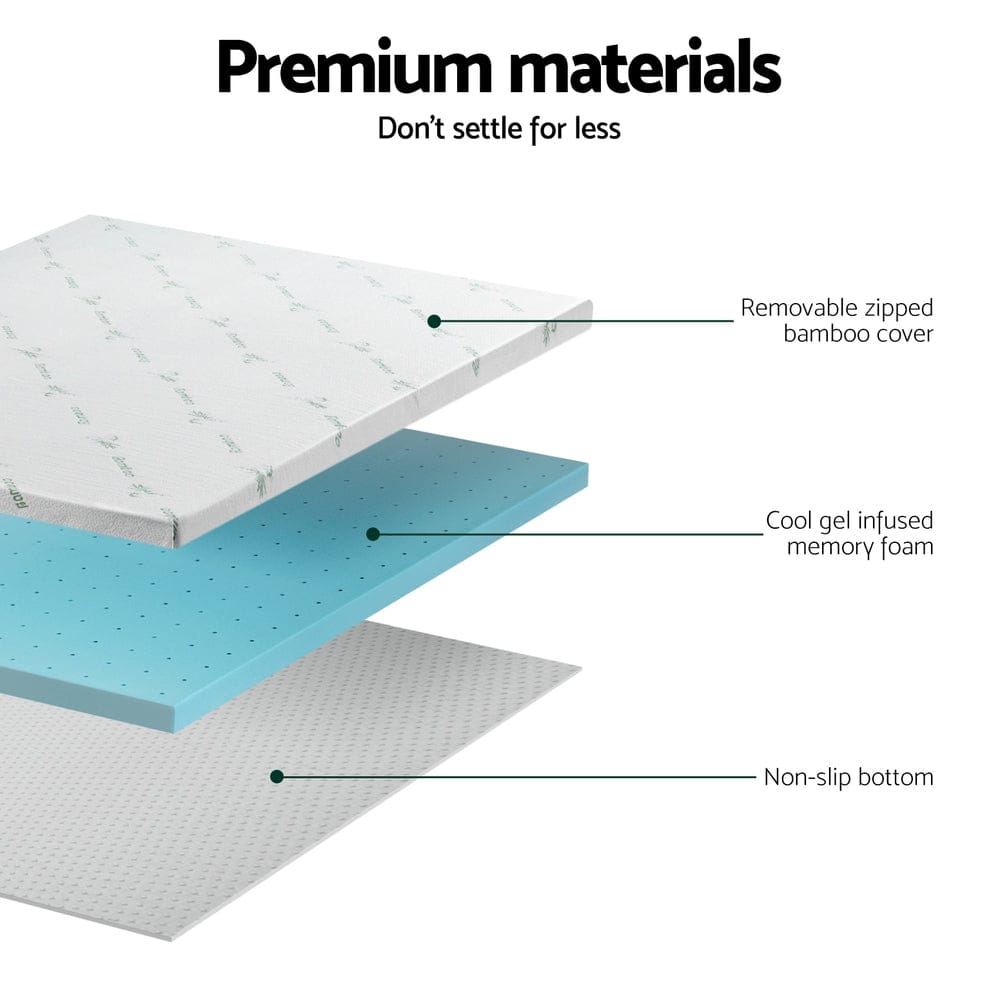 Giselle Mattress Topper Memory Foam Mattress Topper Ventilated Cool Gel 5cm