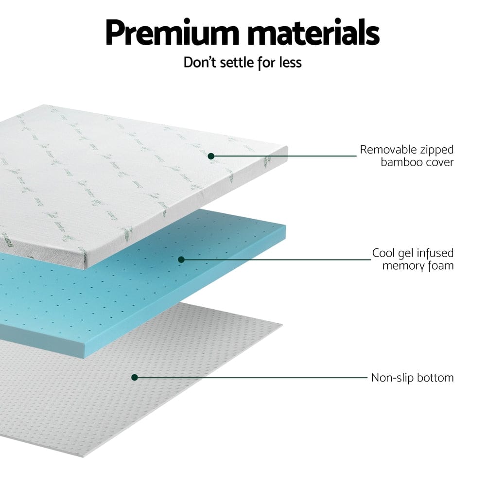 Giselle Mattress Topper Memory Foam Mattress Topper Ventilated Cool Gel 8cm