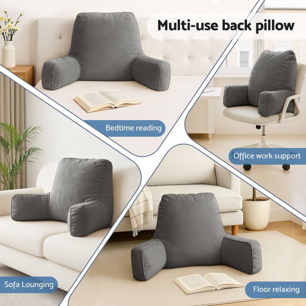 Giselle Pillows/Cushions Reading Pillow Back Rest Lumbar Support Cushion Grey
