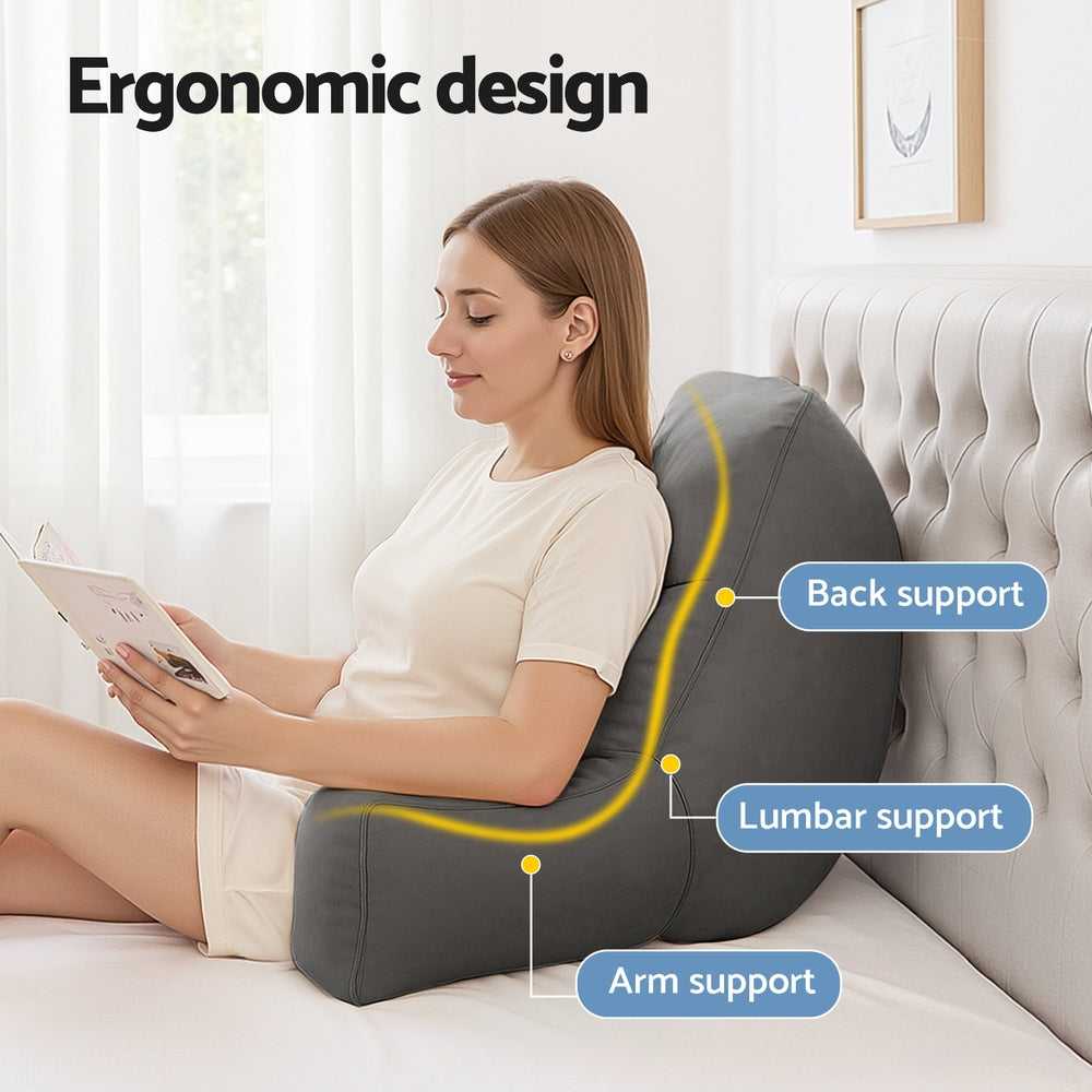 Giselle Pillows/Cushions Reading Pillow Back Rest Lumbar Support Cushion Grey