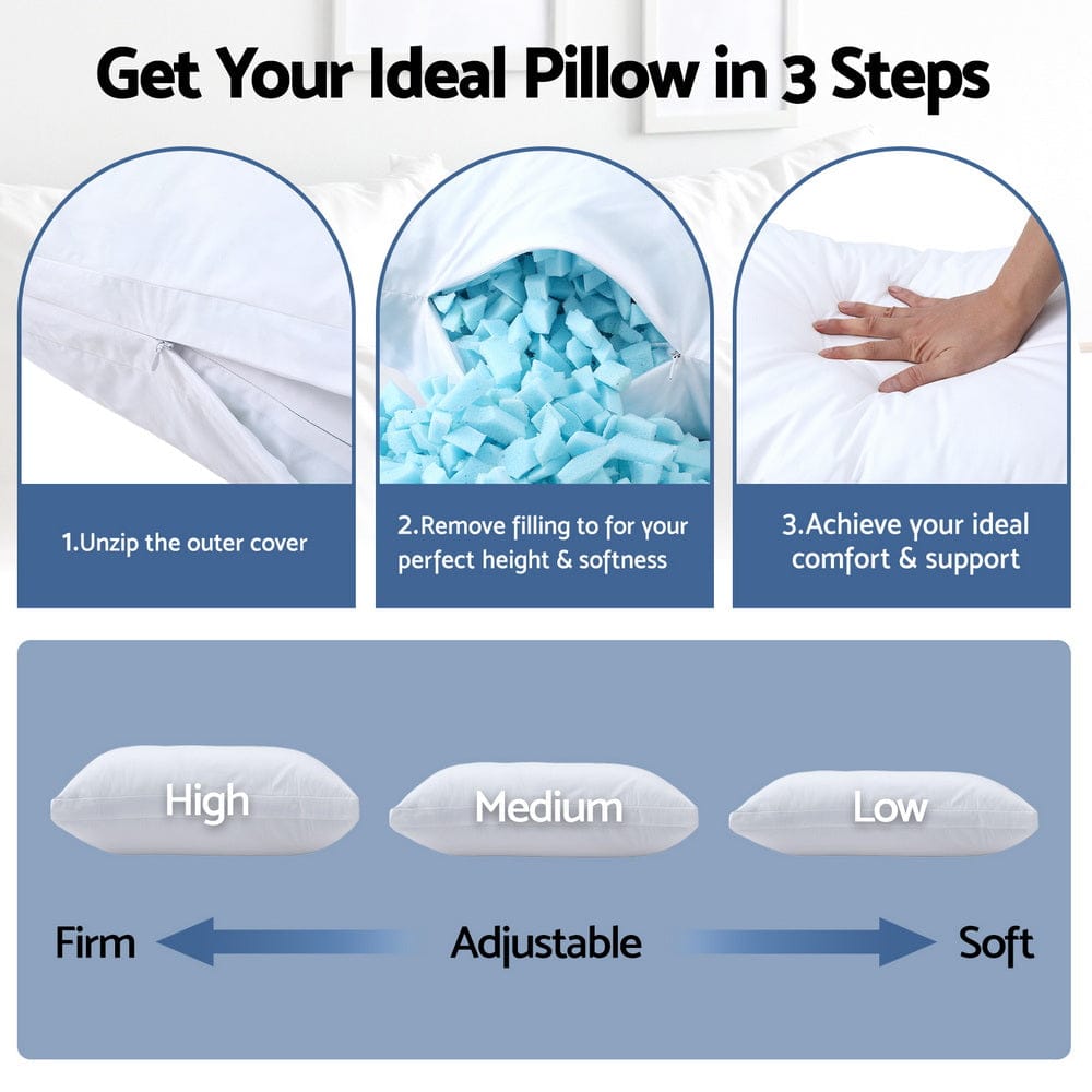 Giselle Pillows/Cushions Shredded Memory Foam Pillow Adjustable Loft