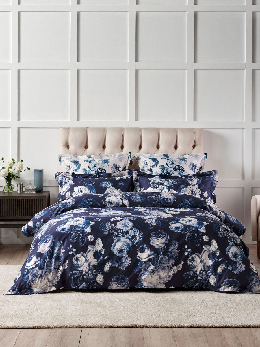 GRACE BY LINEN JARDIN BLUE QUILT COVER SET Linen House