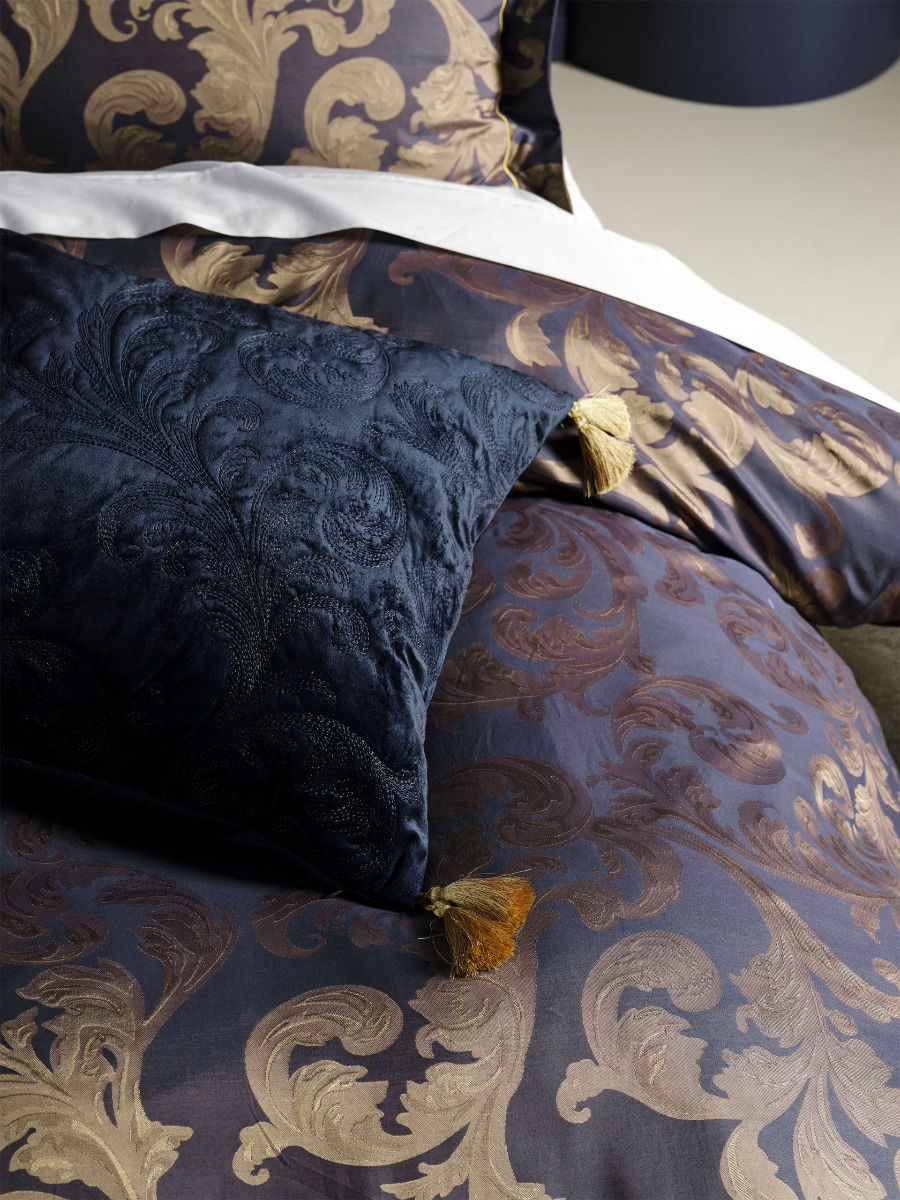 GRACE BY LINEN VERITY NAVY QUILT COVER SET Linen House