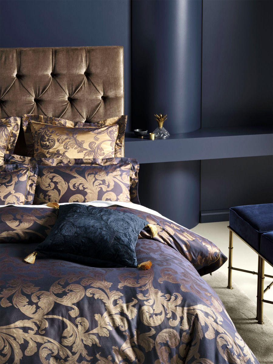 GRACE BY LINEN VERITY NAVY QUILT COVER SET Linen House