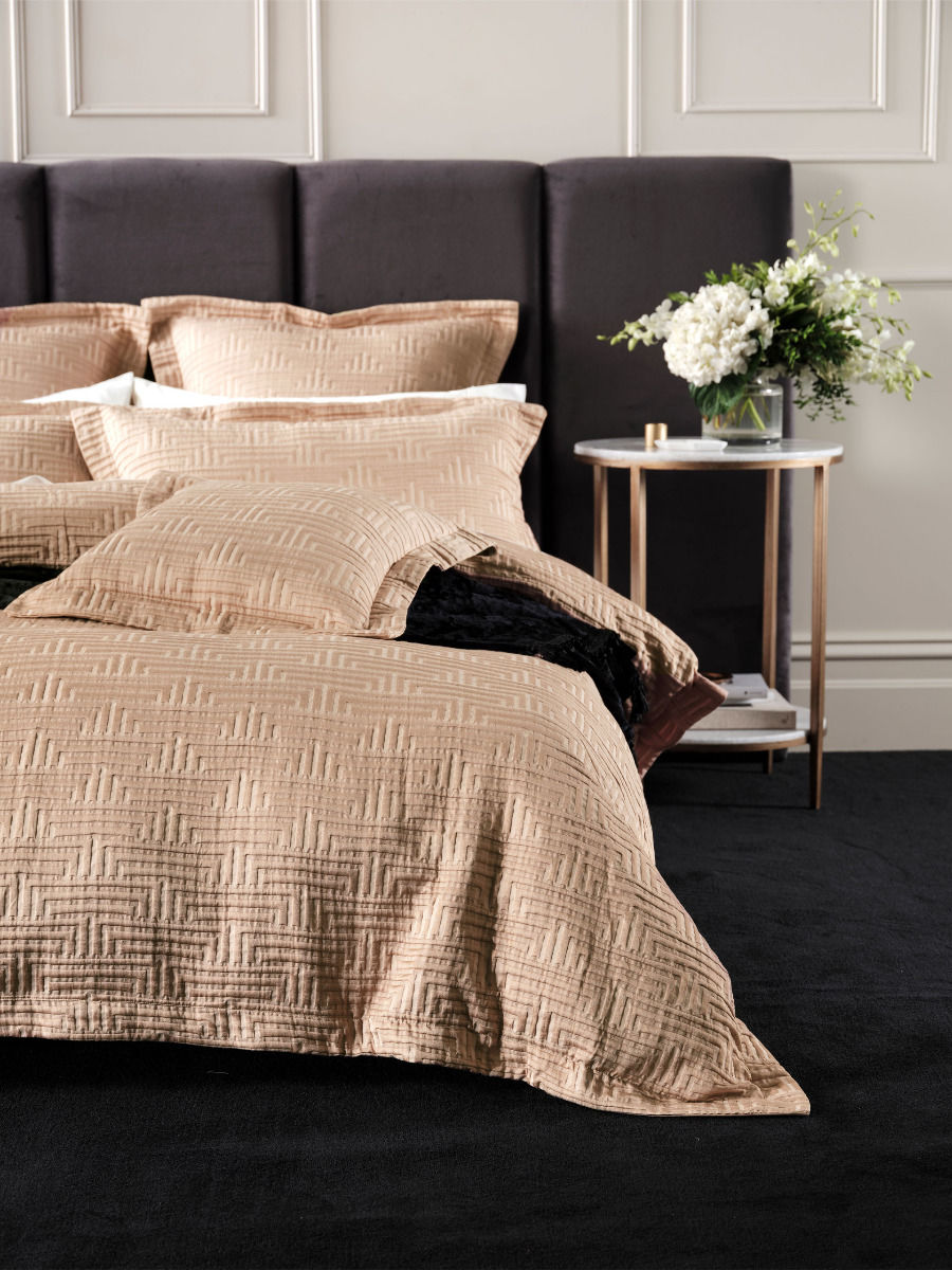 GRACE BY LINEN WINSTON GOLD QUILT COVER SET Linen House