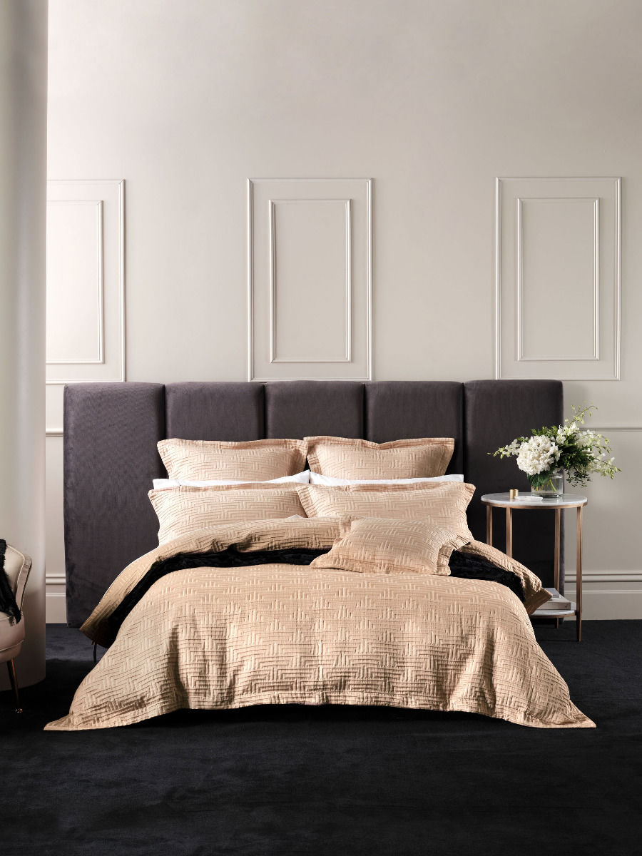 GRACE BY LINEN WINSTON GOLD QUILT COVER SET Linen House