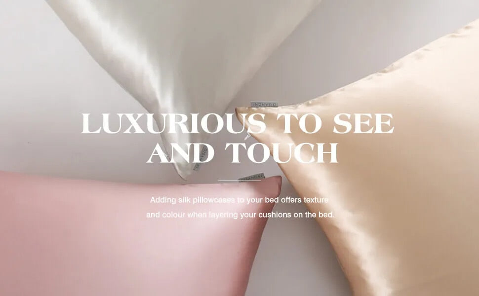 Anyhouz Pillowcase 50x75cm Pink Natural Mulberry Silk For Comfortable And Relaxing Home Bed - Queen Size Pillowcase