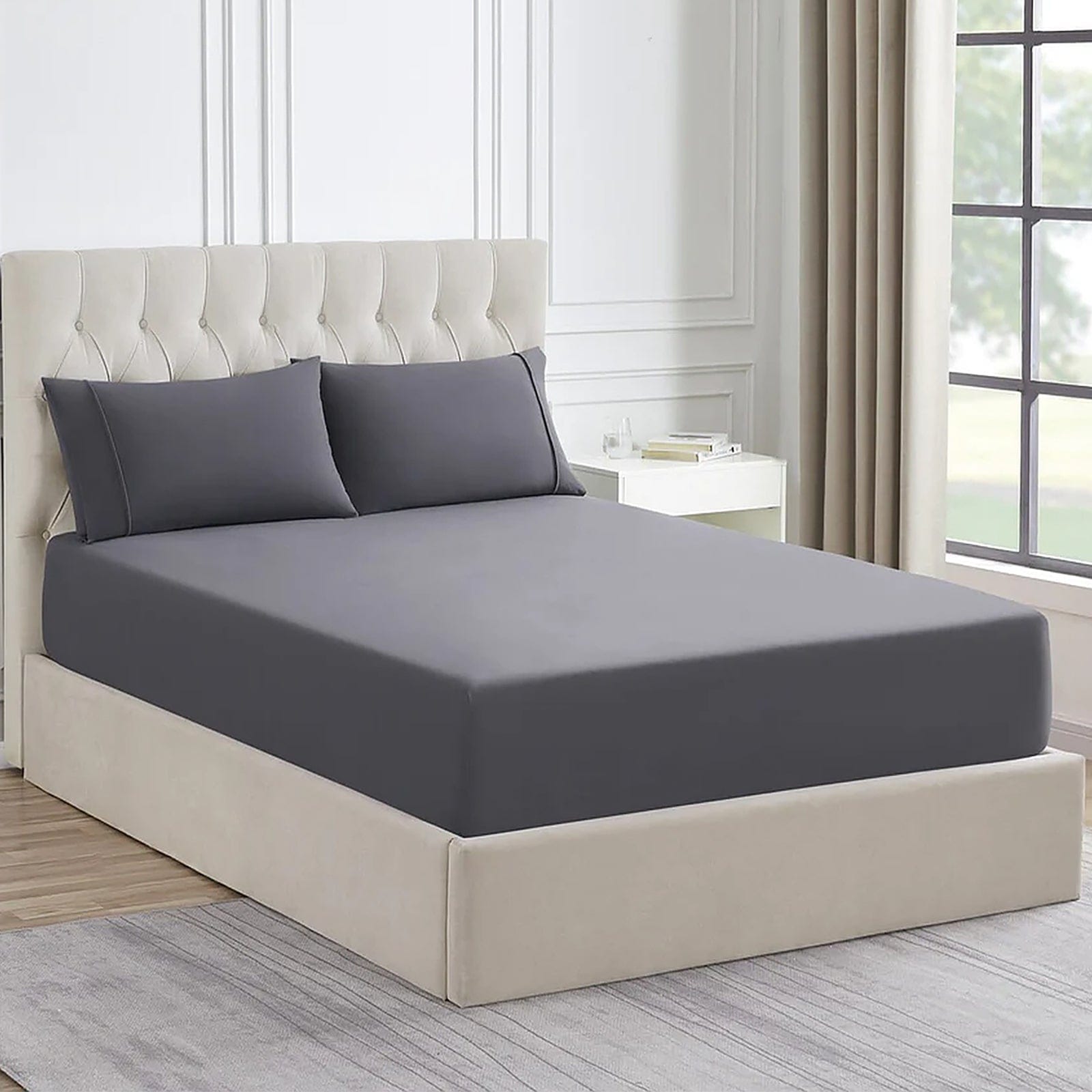 H Decor Bed Sheets 1500 Thread Count Premium Cotton Blend Combo Set - Granite