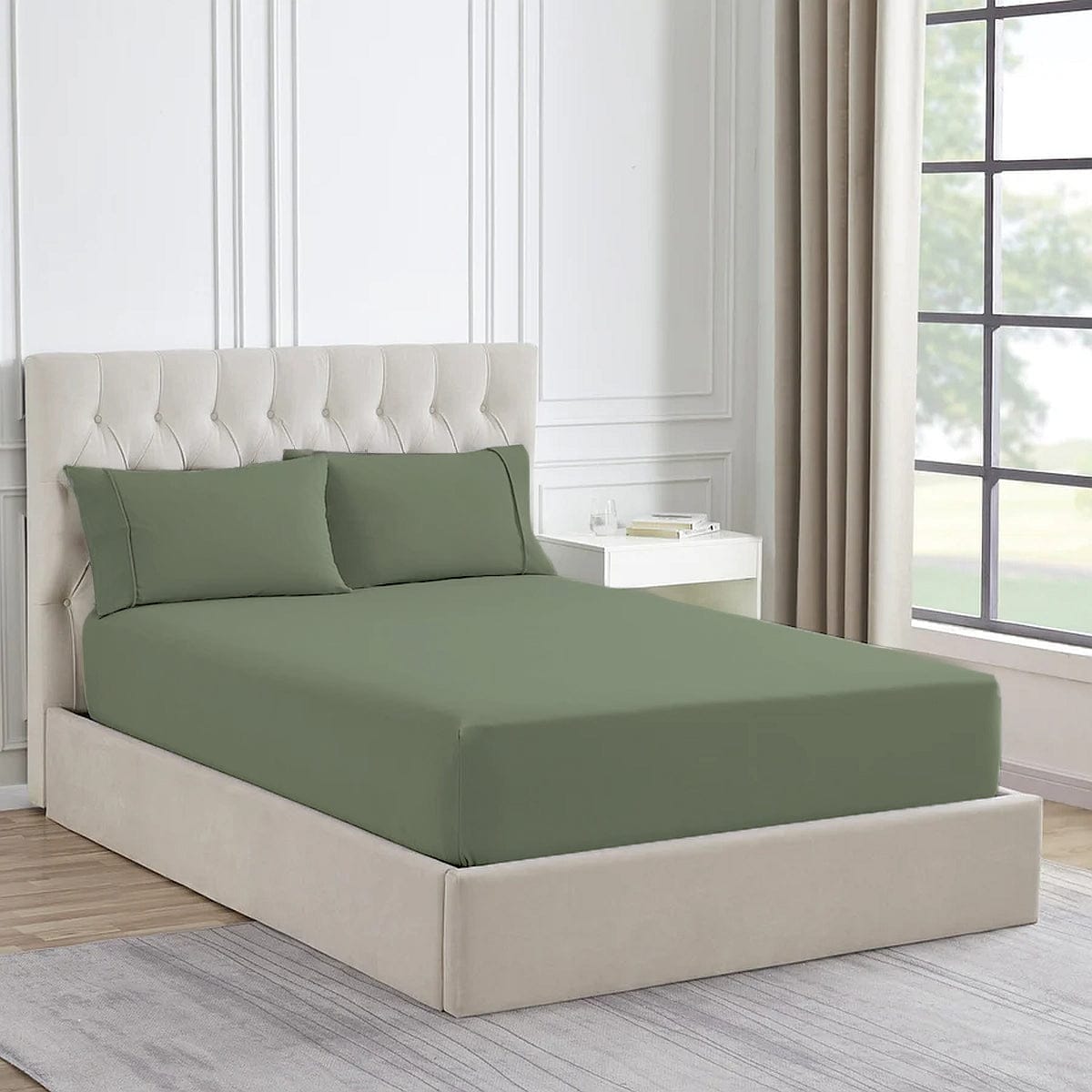 H Decor Bed Sheets 1500 Thread Count Premium Cotton Blend Combo Set - Sage