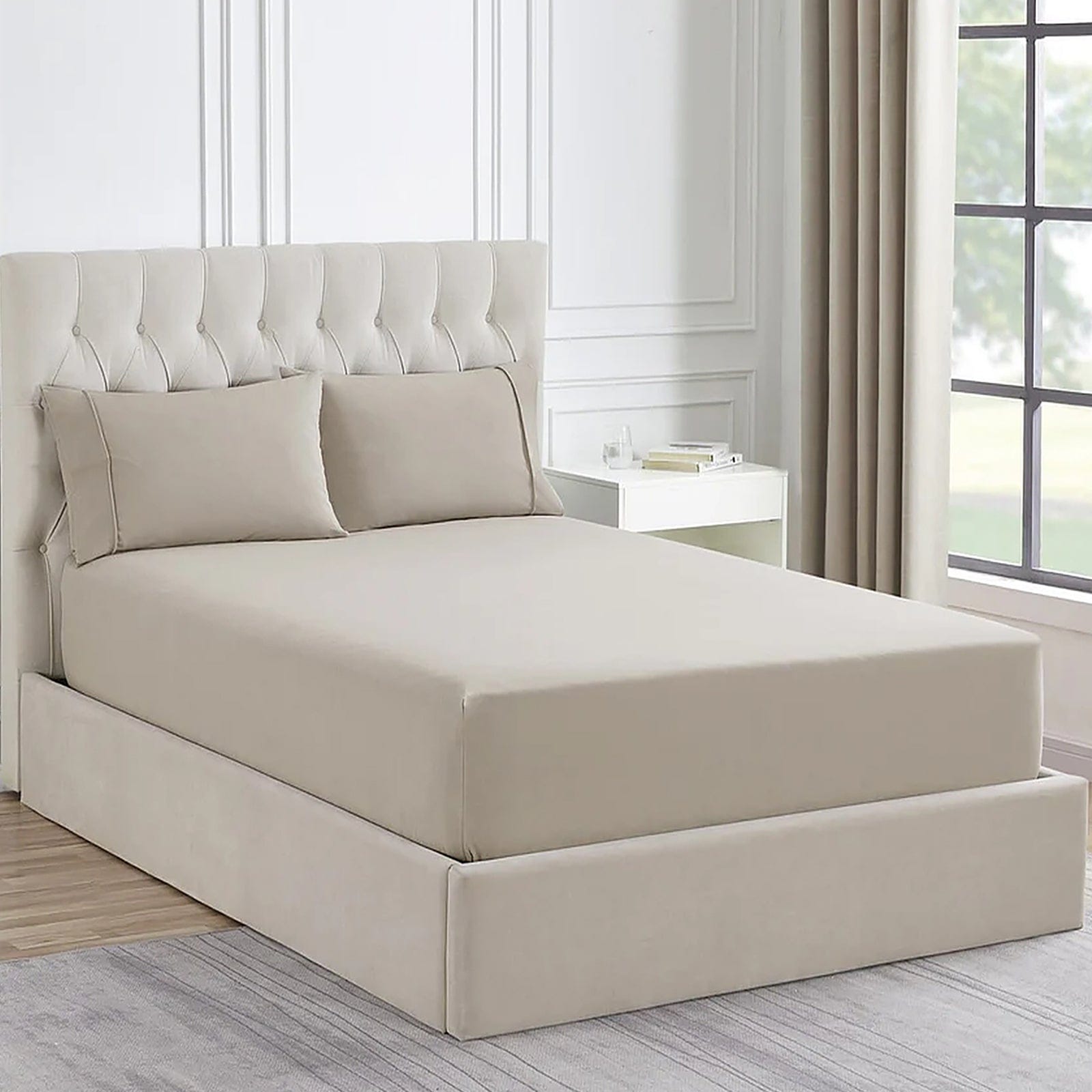 H Decor Bed Sheets 1500 Thread Count Premium Cotton Blend Combo Set - Sand