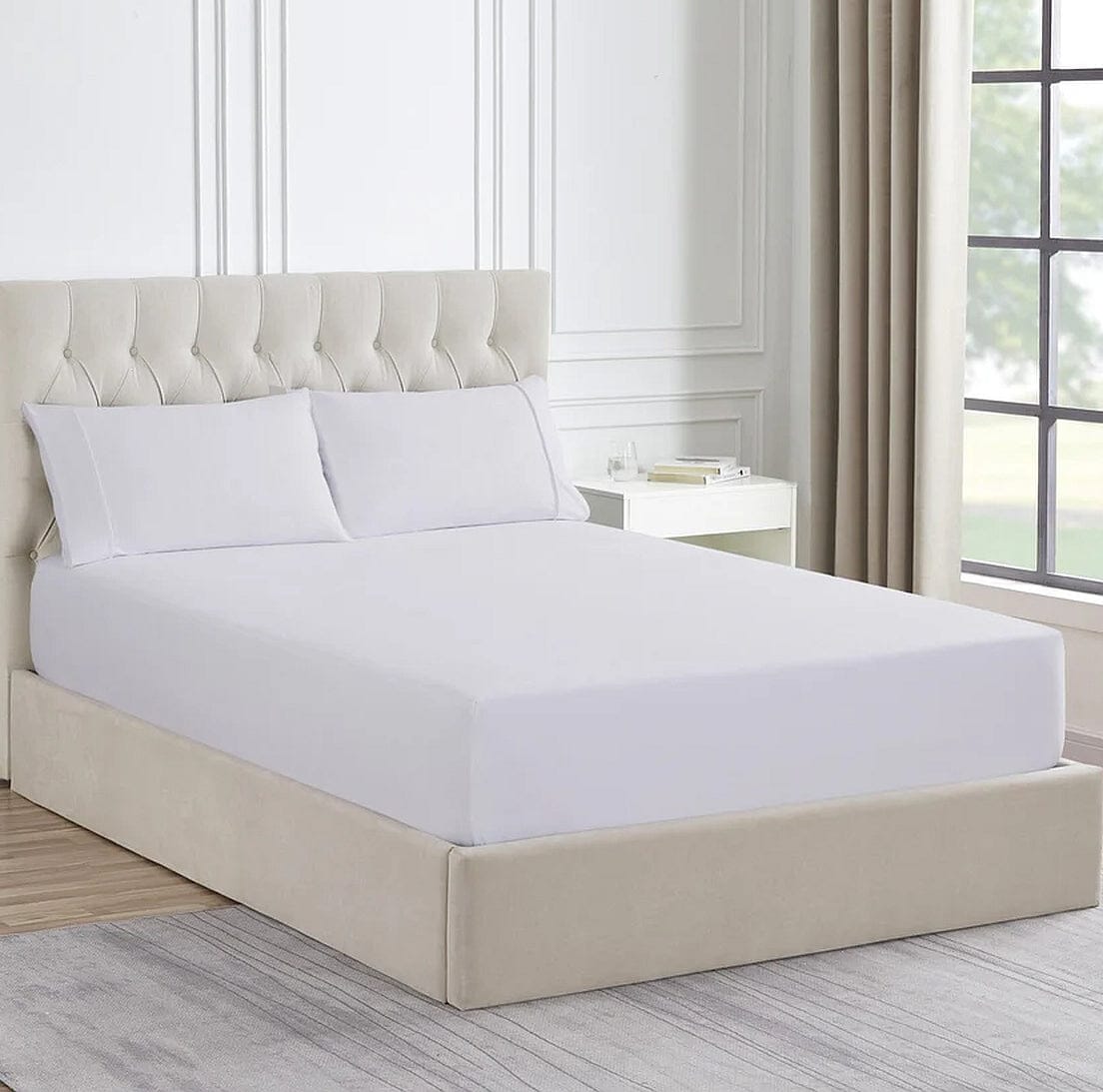 H Decor Bed Sheets 1500 Thread Count Premium Cotton Blend Combo Set - Snow