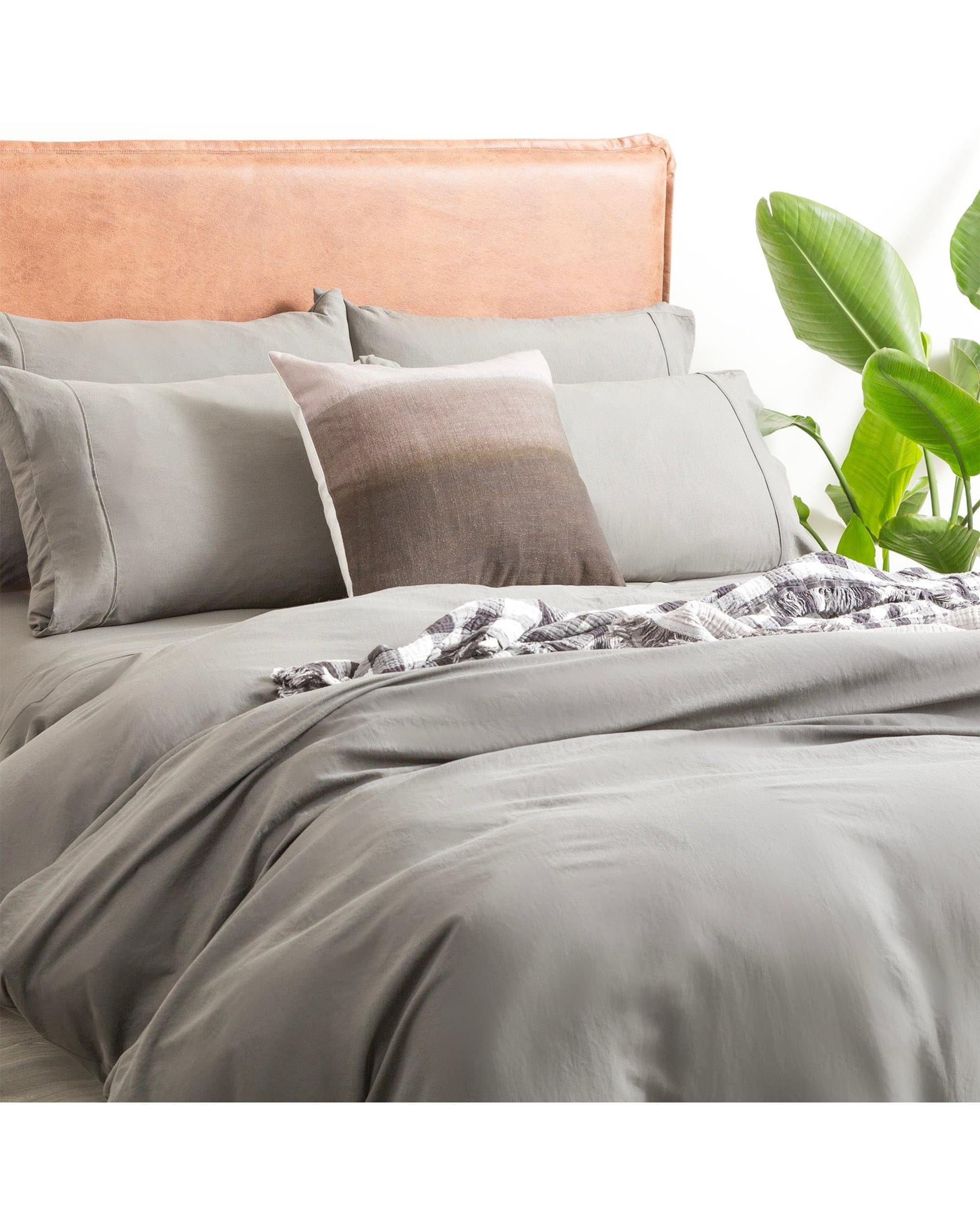 H Decor Quilt Cover Ultra Plush Vintage Washed Microfiber Quilt Cover Set - Granite