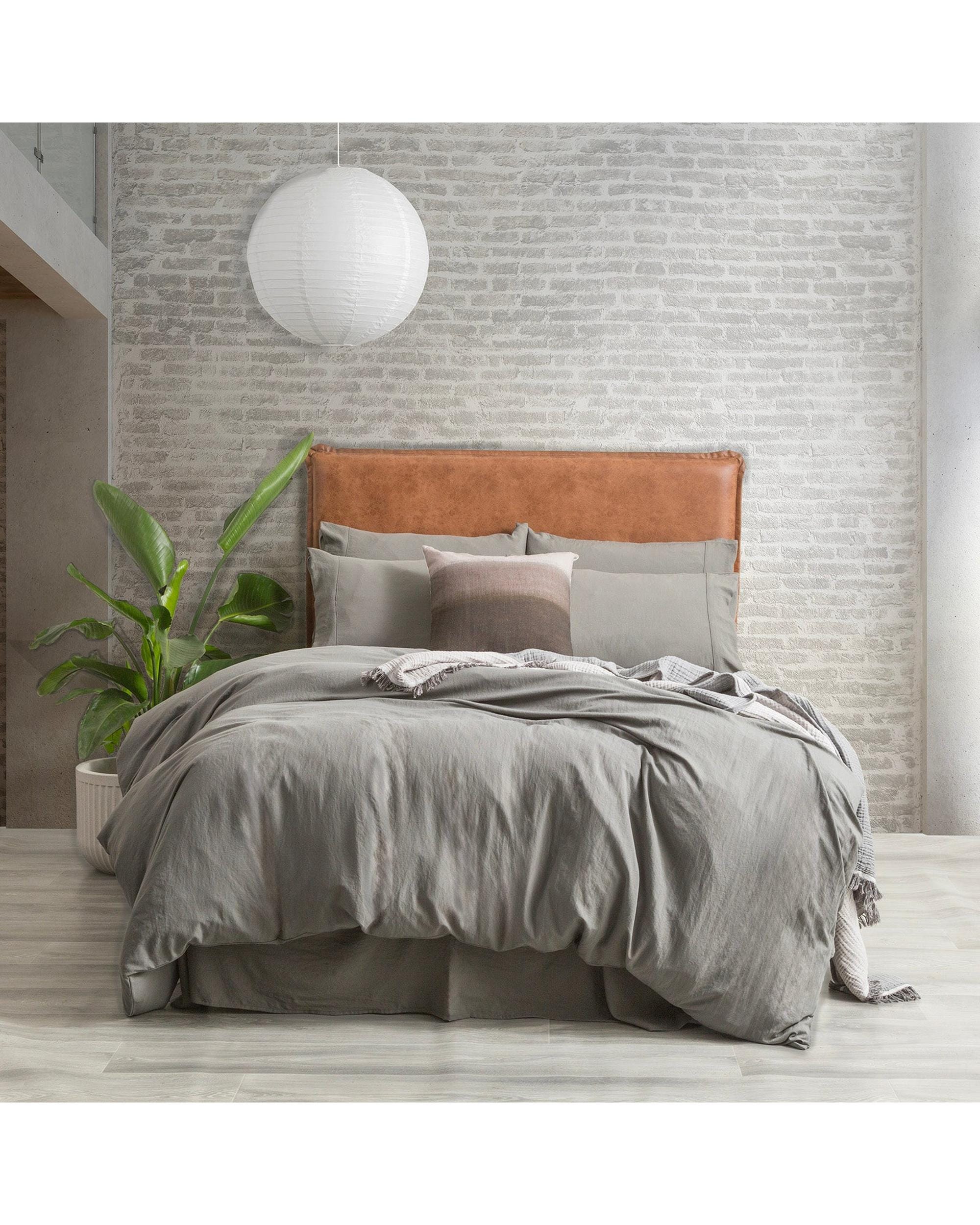 H Decor Quilt Cover Ultra Plush Vintage Washed Microfiber Quilt Cover Set - Granite