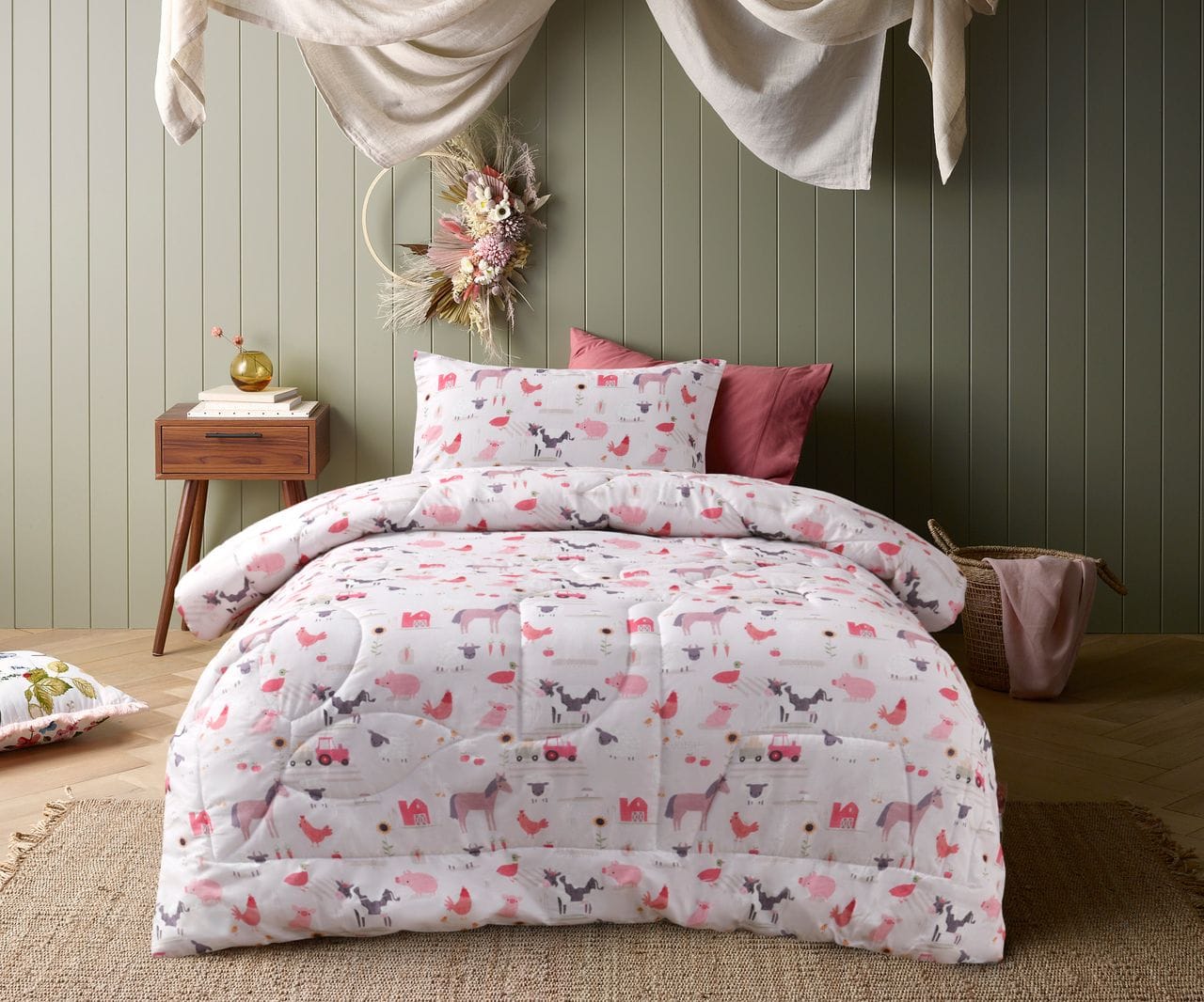 Happy Kids Bedding Comforter Happy Kids Farmyard Friends Washed Cotton Comforter Set - SINGLE