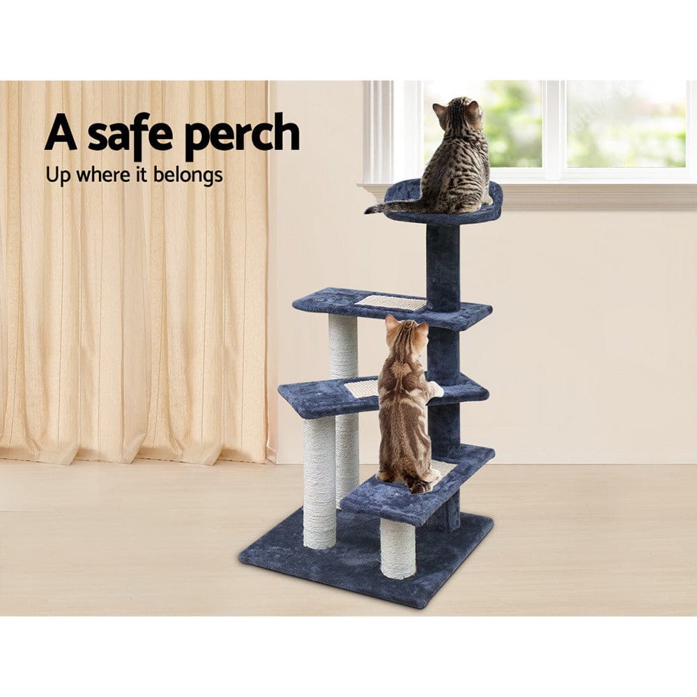 i.Pet Cat Tower i.Pet Cat Tree 100cm Scratching Post Scratcher Tower Wood Condo House Trees Bed
