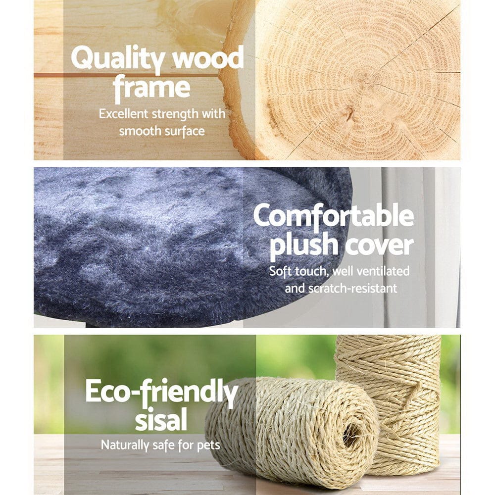 i.Pet Cat Tower i.Pet Cat Tree 100cm Scratching Post Scratcher Tower Wood Condo House Trees Bed