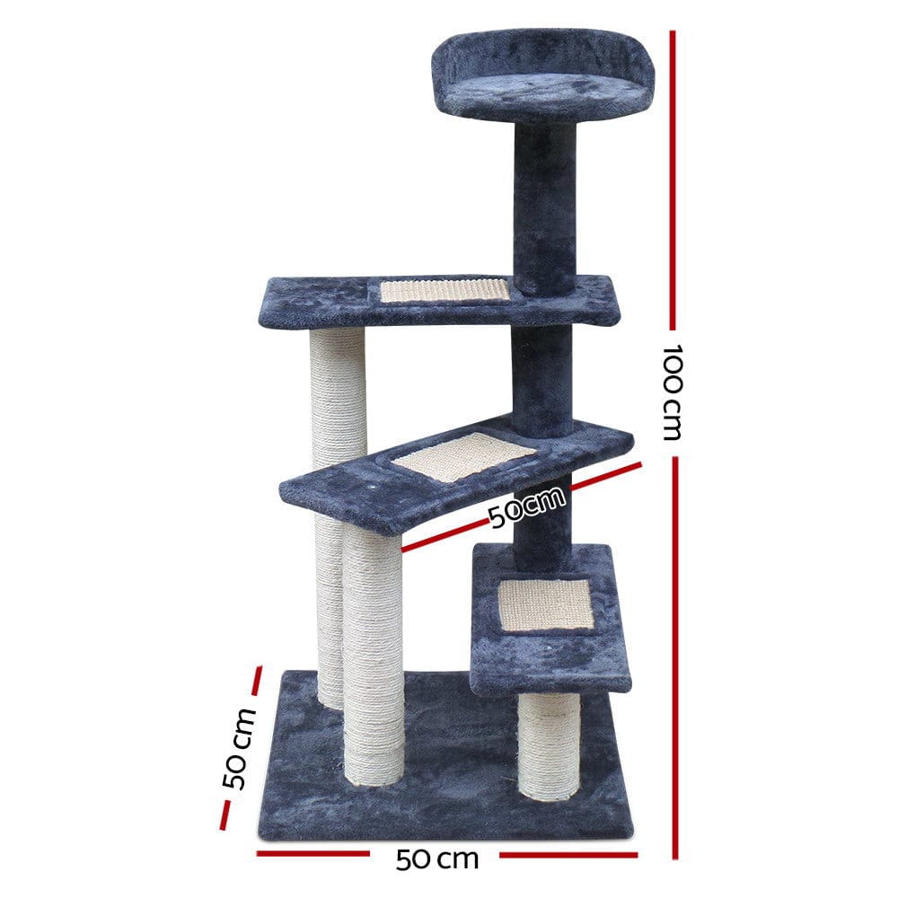 i.Pet Cat Tower i.Pet Cat Tree 100cm Scratching Post Scratcher Tower Wood Condo House Trees Bed