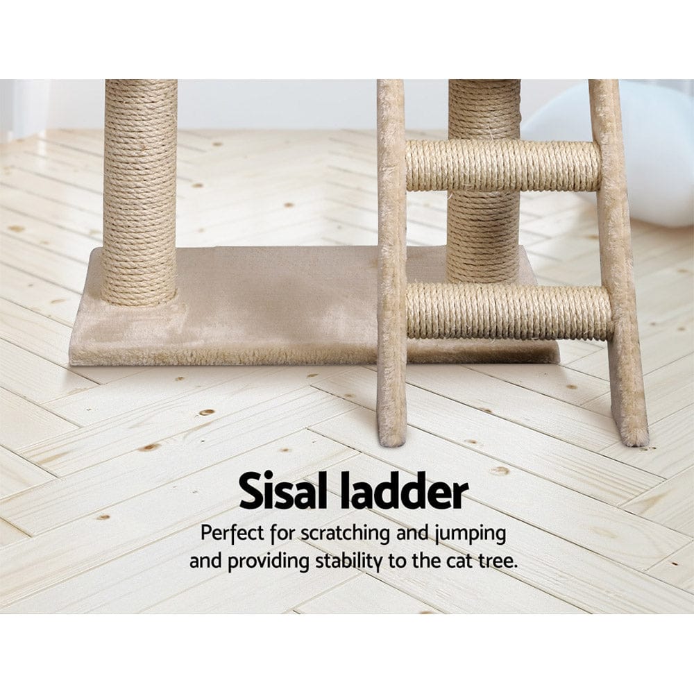 i.Pet Cat Tower i.Pet Cat Tree 100cm Tower Scratching Post Scratcher Condo House Trees Bed Beige