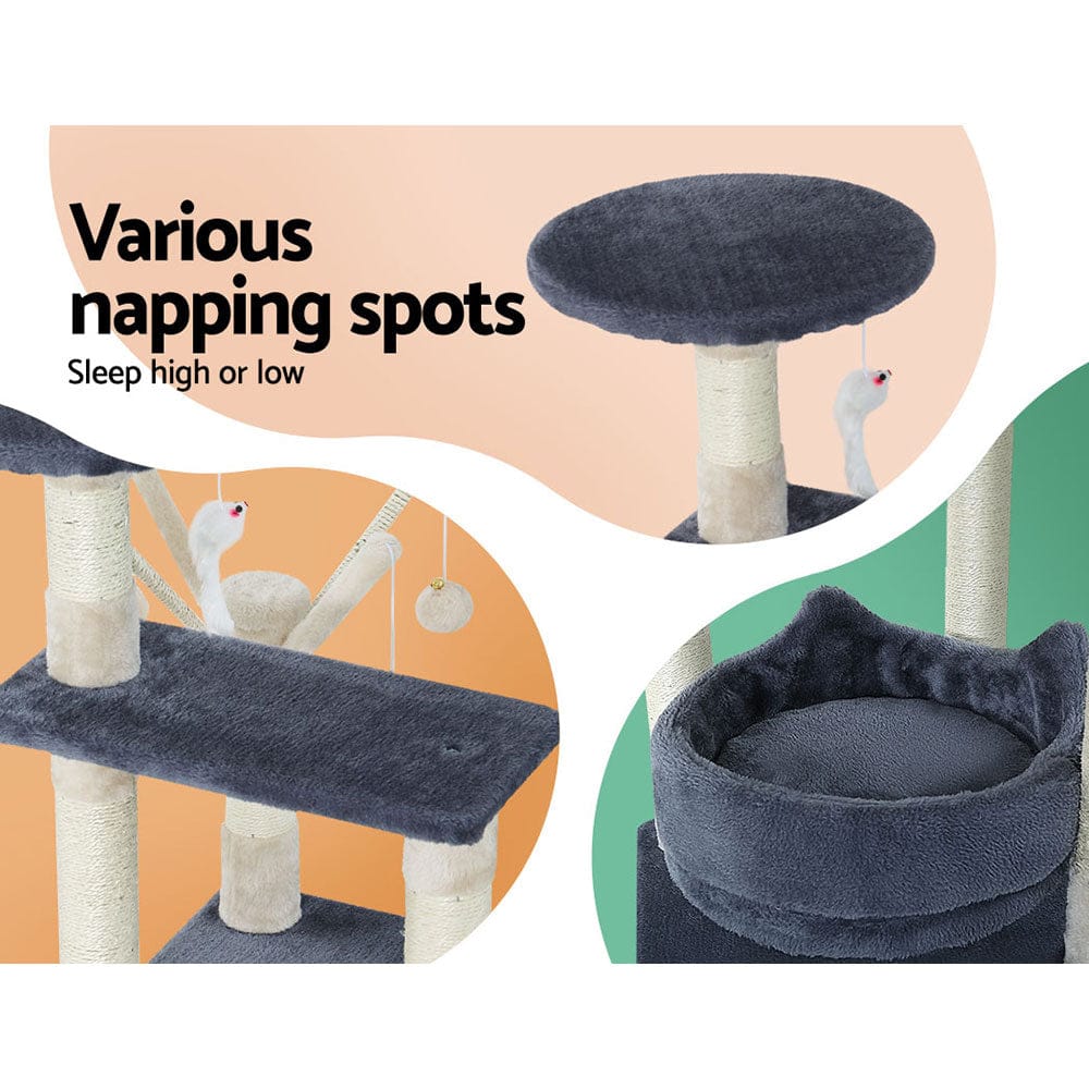 i.Pet Cat Tower i.Pet Cat Tree 110cm Tower Scratching Post Scratcher Wood Condo House Bed Toys