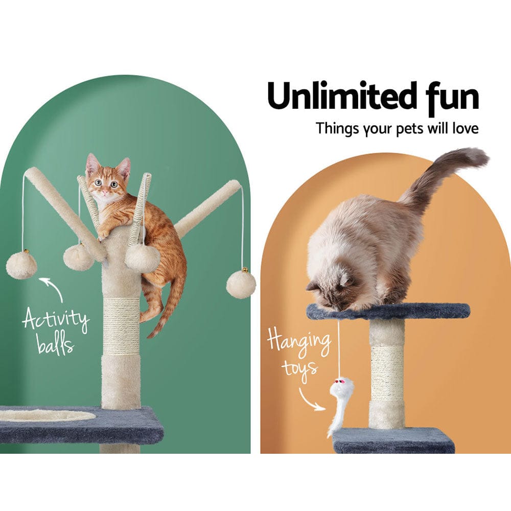 i.Pet Cat Tower i.Pet Cat Tree 110cm Tower Scratching Post Scratcher Wood Condo House Bed Toys