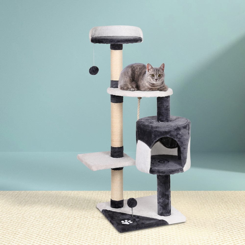 i.Pet Cat Tower i.Pet Cat Tree 112cm Tower Scratching Post Scratcher Wood Condo House Furniture