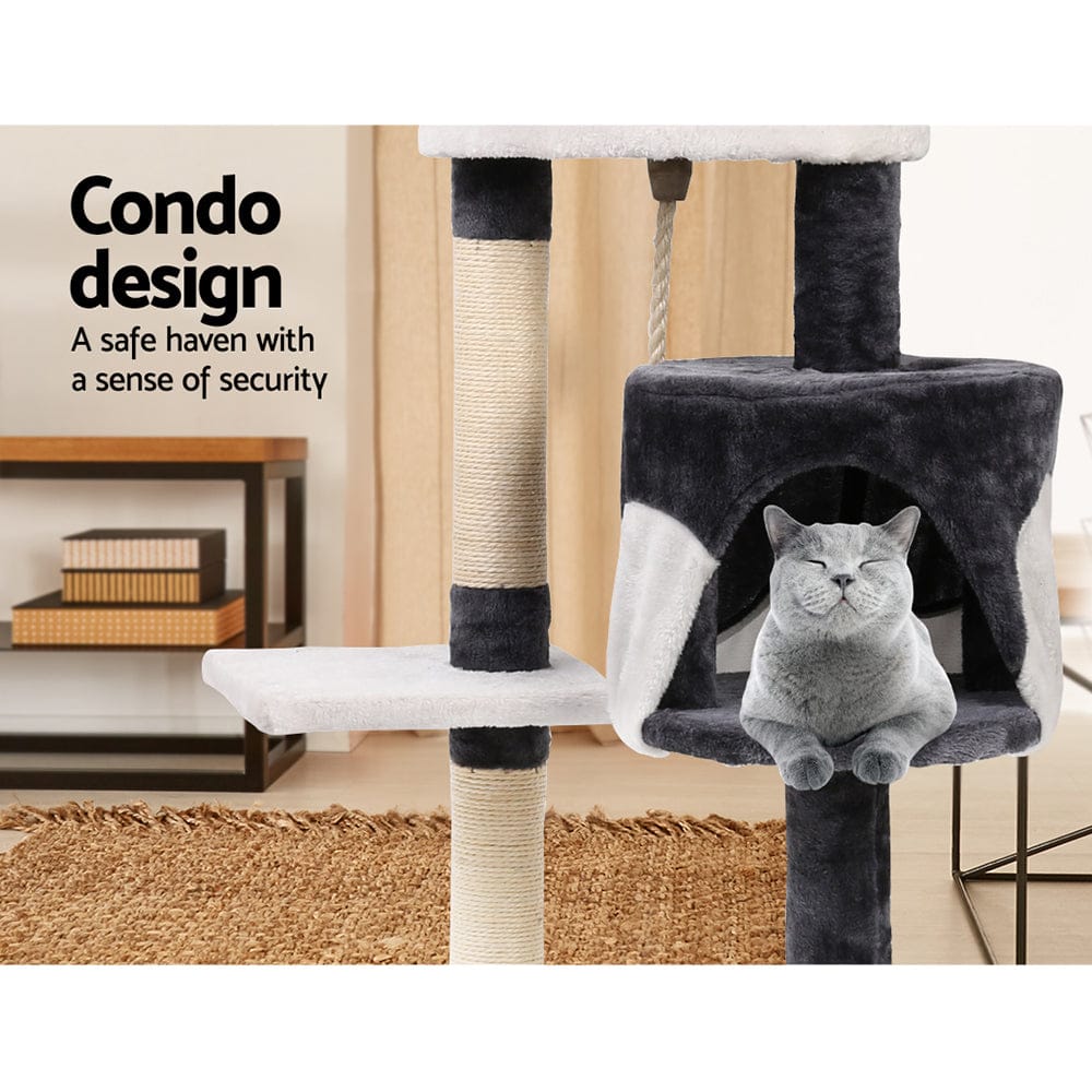 i.Pet Cat Tower i.Pet Cat Tree 112cm Tower Scratching Post Scratcher Wood Condo House Furniture