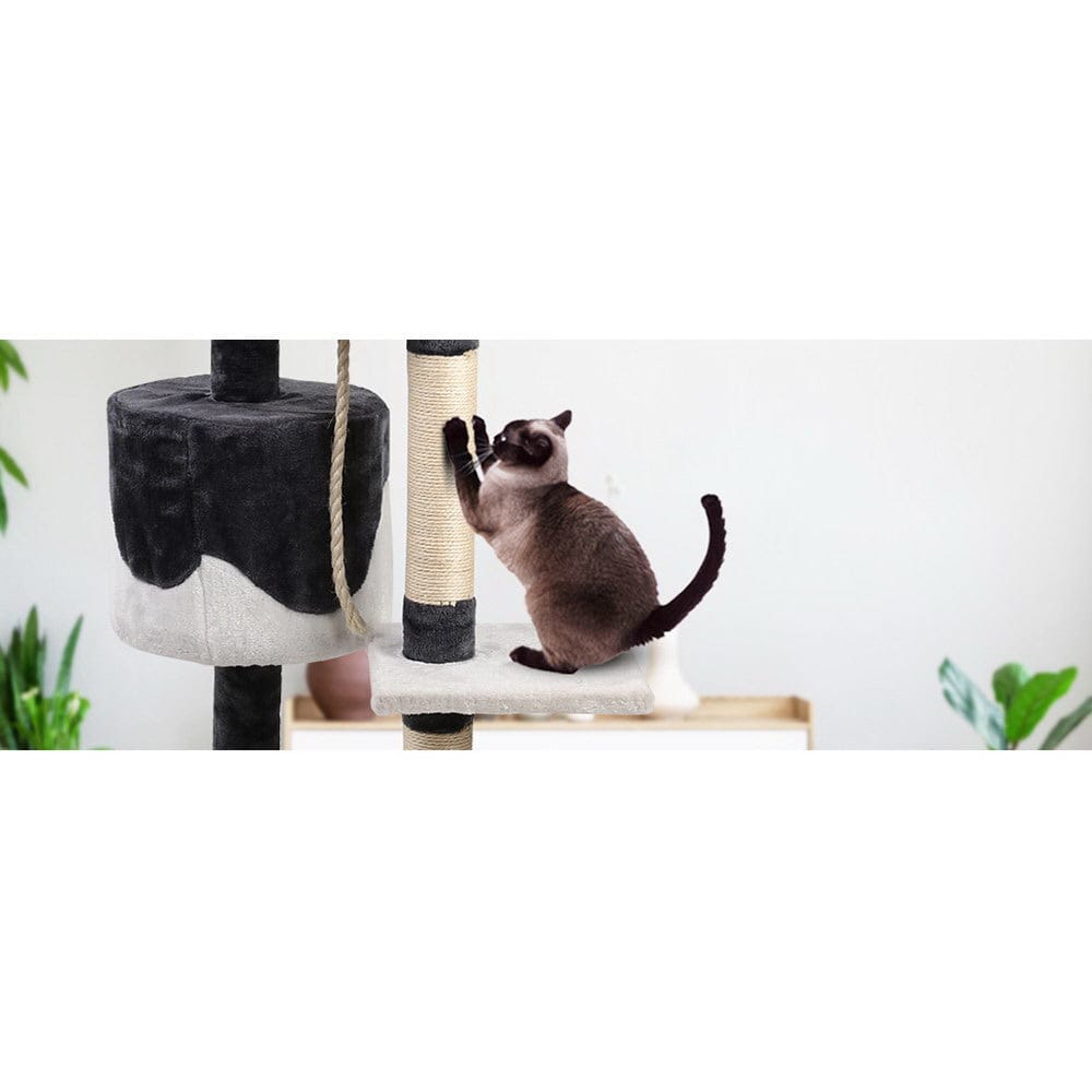 i.Pet Cat Tower i.Pet Cat Tree 112cm Tower Scratching Post Scratcher Wood Condo House Furniture
