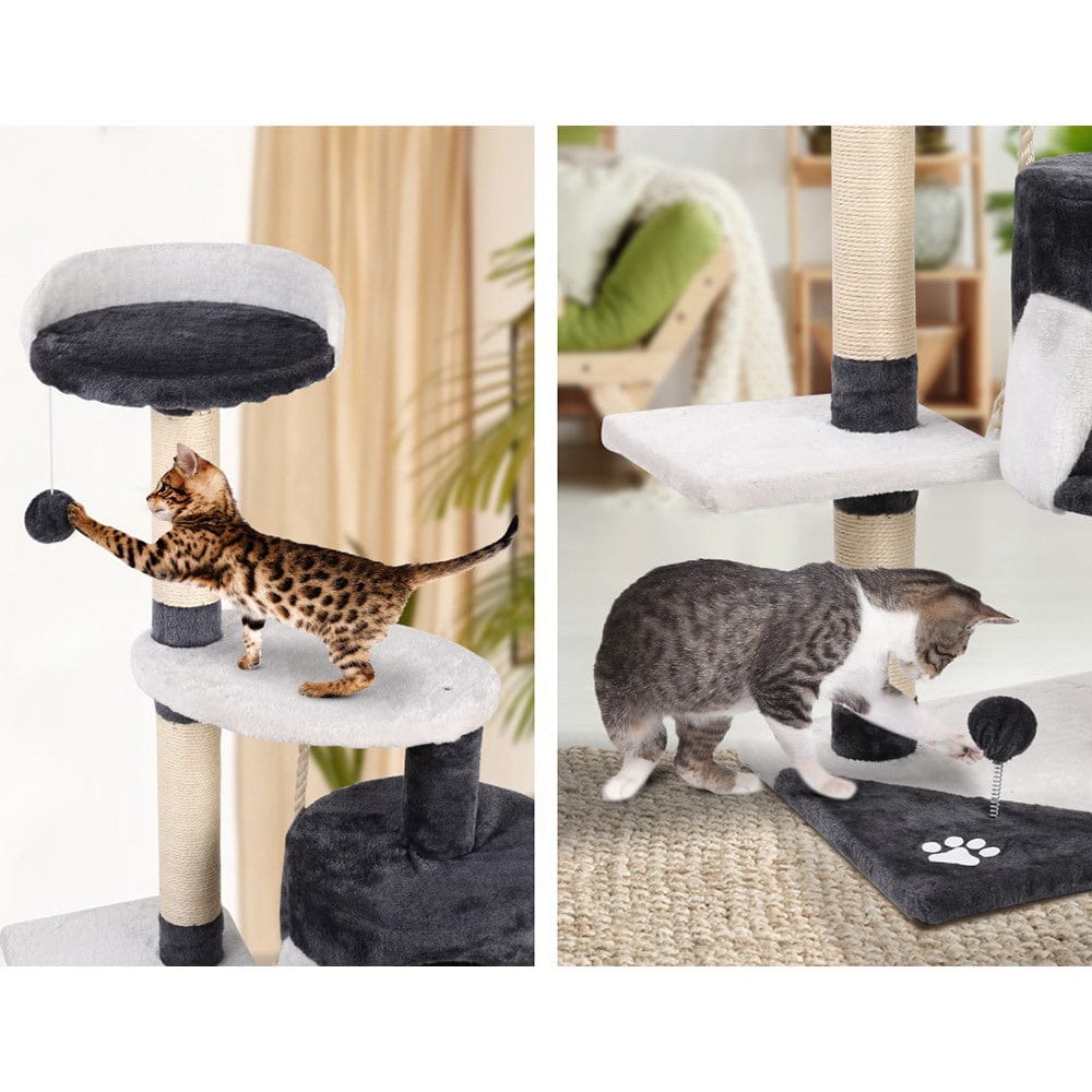 i.Pet Cat Tower i.Pet Cat Tree 112cm Tower Scratching Post Scratcher Wood Condo House Furniture