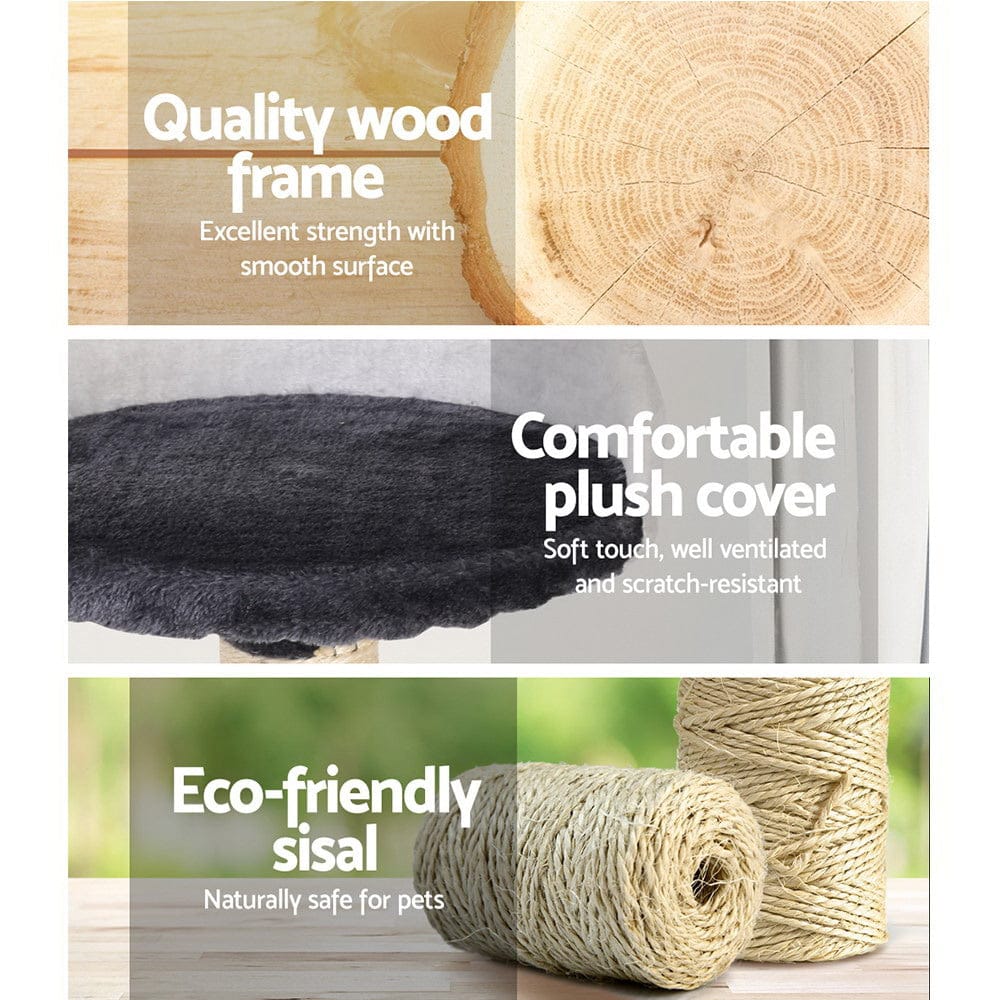 i.Pet Cat Tower i.Pet Cat Tree 112cm Tower Scratching Post Scratcher Wood Condo House Furniture