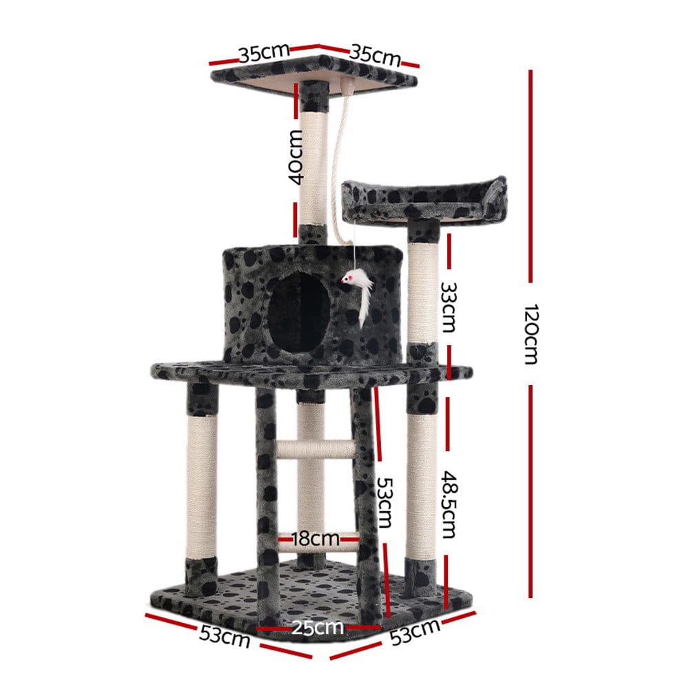 i.Pet Cat Tower i.Pet Cat Tree 120cm Tower Scratching Post Scratcher Trees Bed Wood Condo Toys Bed