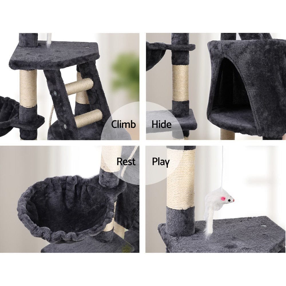 i.Pet Cat Tower i.Pet Cat Tree 120cm Tower Scratching Post Scratcher Wood Condo House Bed Toys