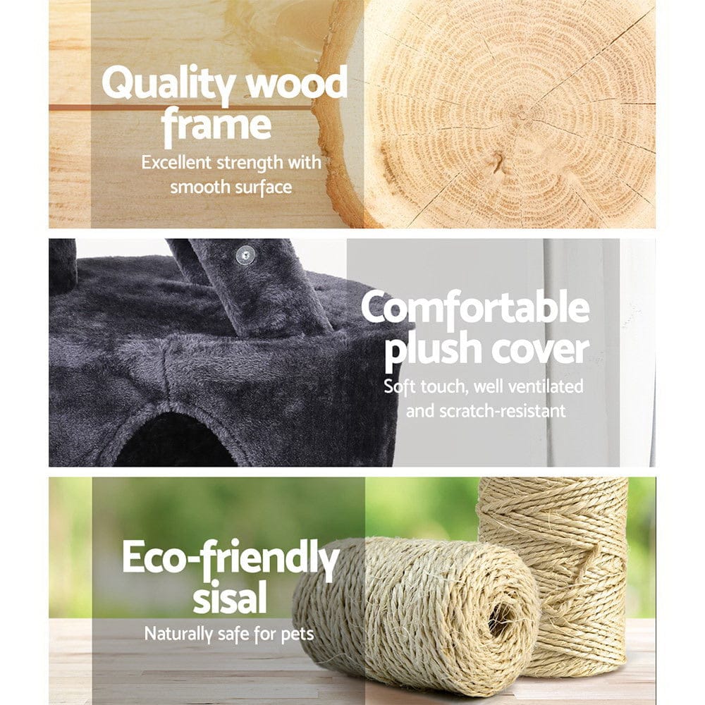 i.Pet Cat Tower i.Pet Cat Tree 120cm Tower Scratching Post Scratcher Wood Condo House Bed Toys