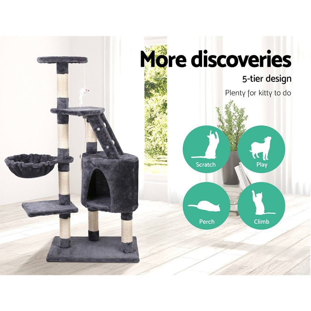 i.Pet Cat Tower i.Pet Cat Tree 120cm Tower Scratching Post Scratcher Wood Condo House Bed Toys