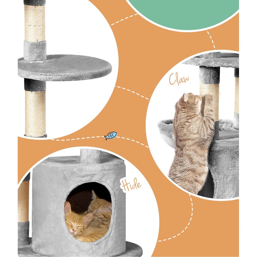 i.Pet Cat Tower i.Pet Cat Tree 123cm Tower Scratching Post Scratcher Wood Condo House Bed Toys