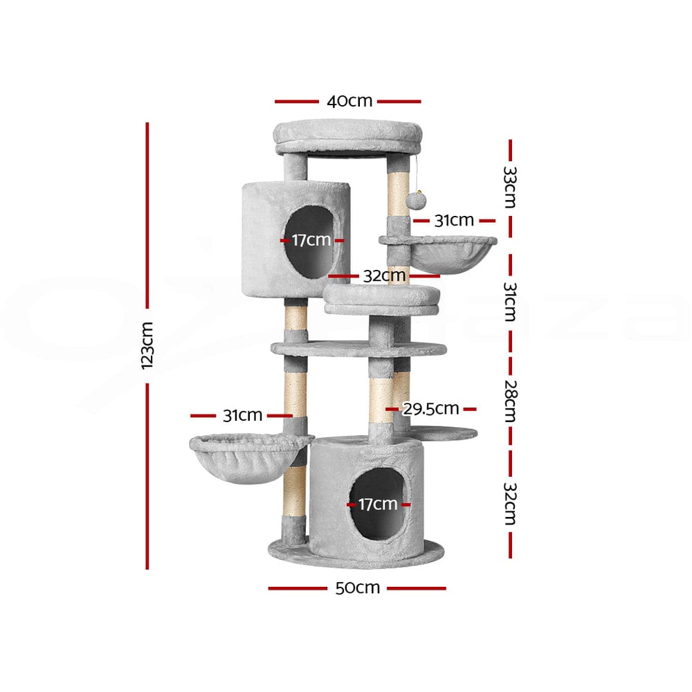 i.Pet Cat Tower i.Pet Cat Tree 123cm Tower Scratching Post Scratcher Wood Condo House Bed Toys
