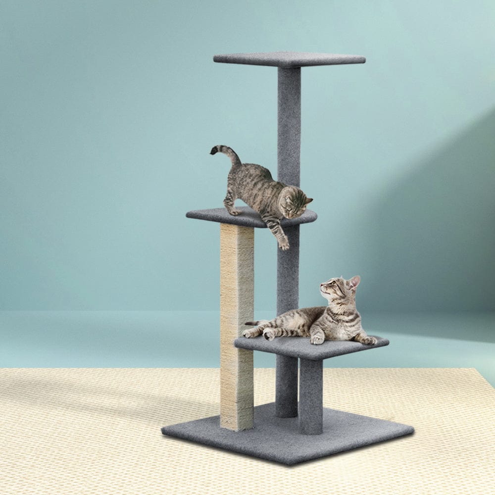 i.Pet Cat Tower i.Pet Cat Tree 124cm Scratching Post Tower Scratcher Trees Wood Condo Board